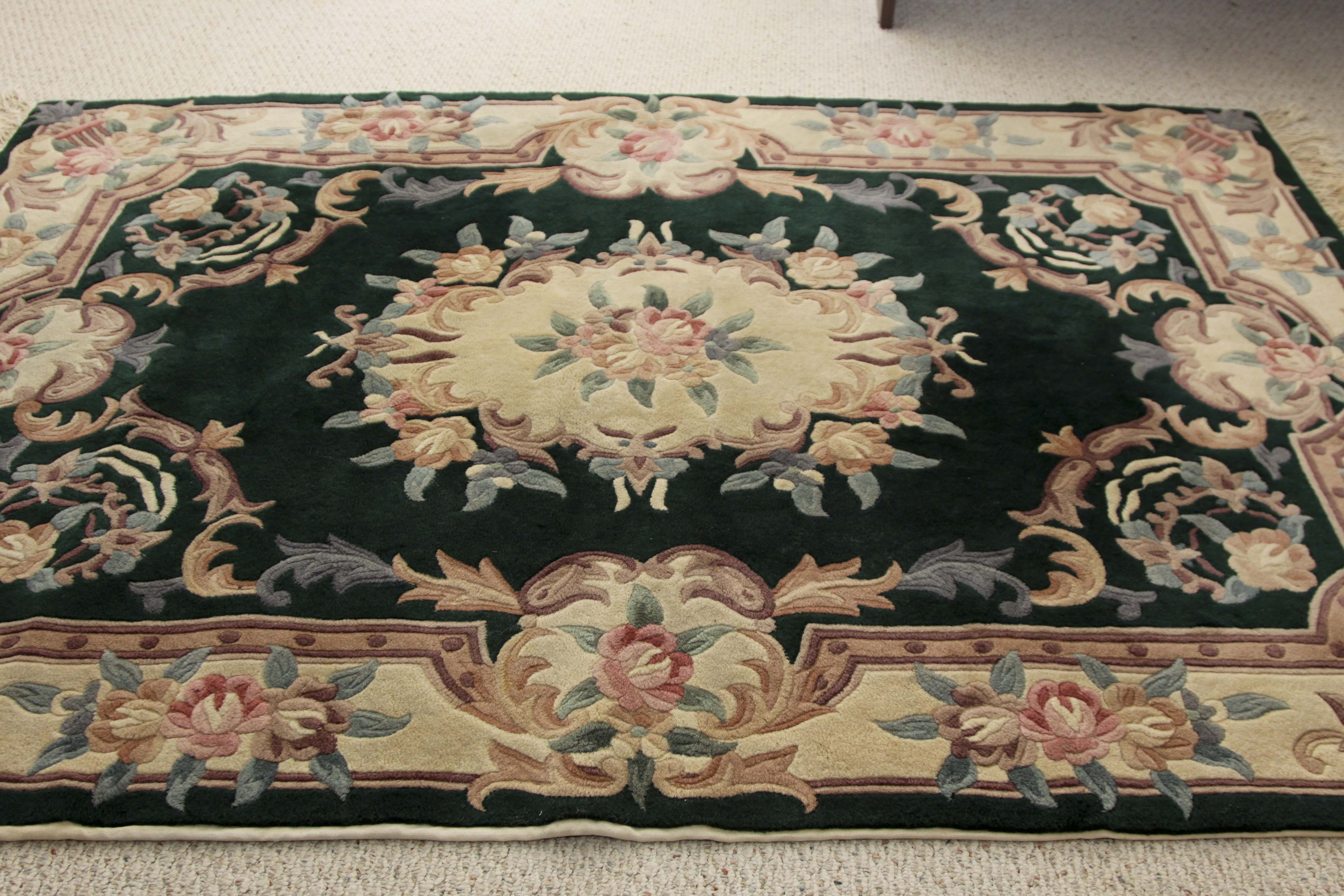 Tufted Chinese Aubusson-Style Carved Area Rug