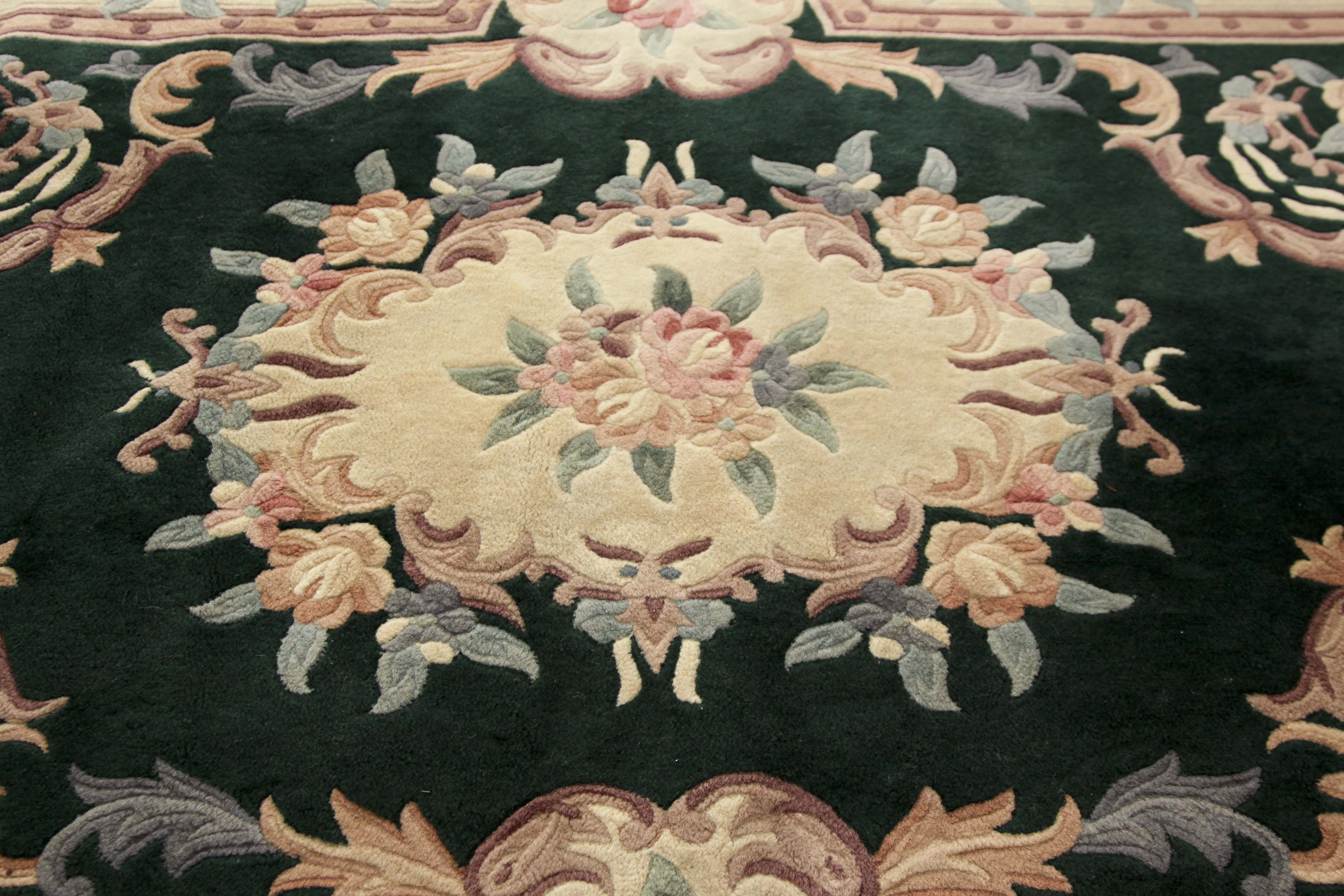 Tufted Chinese Aubusson-Style Carved Area Rug
