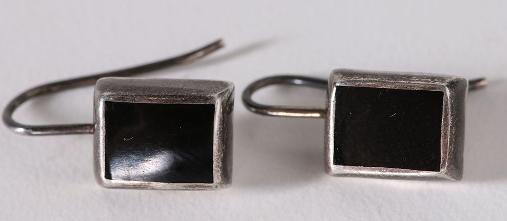 Sterling Silver Jewelry Including Earrings, Brooch, and Link Bracelet