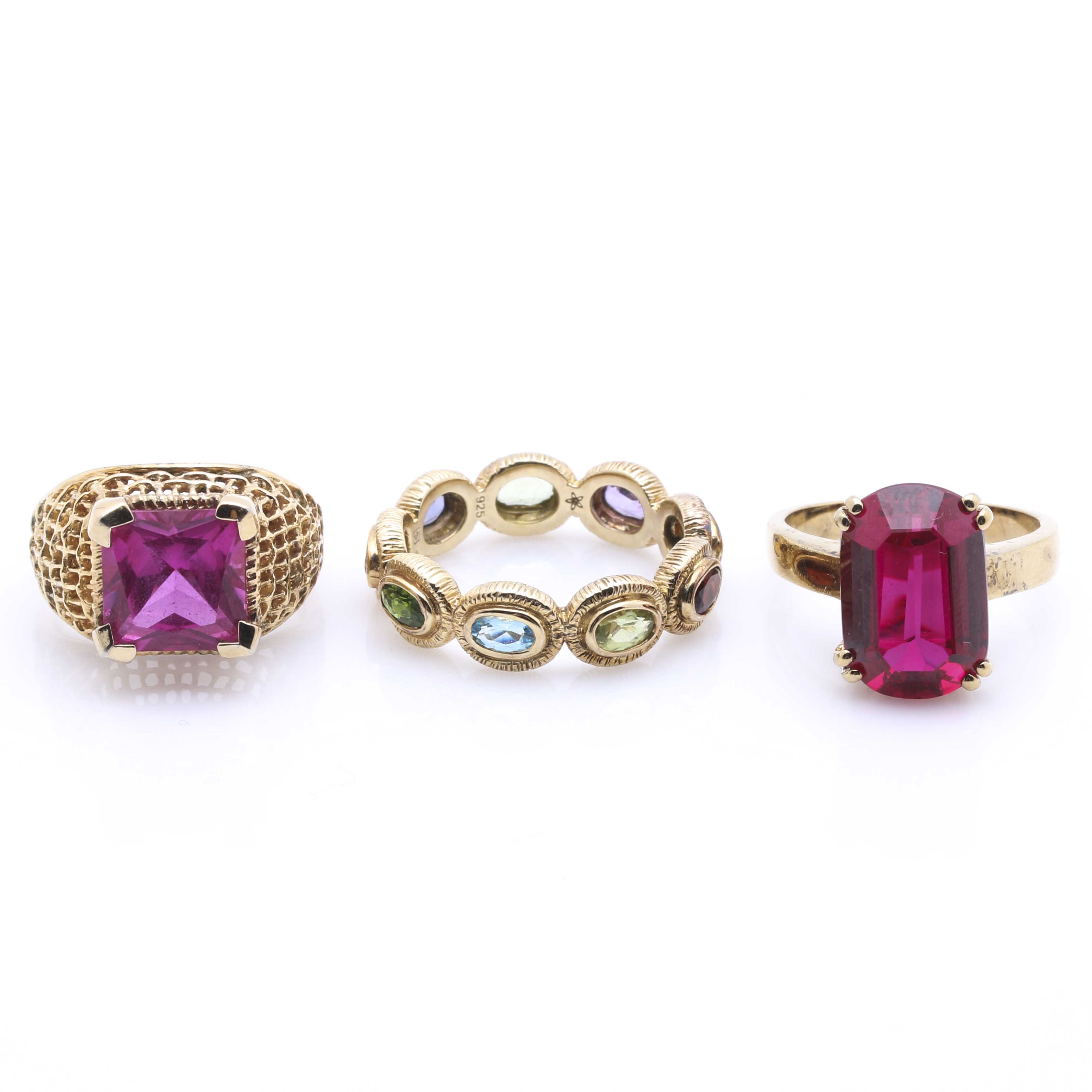 Collection of Sterling Silver Gemstone Rings