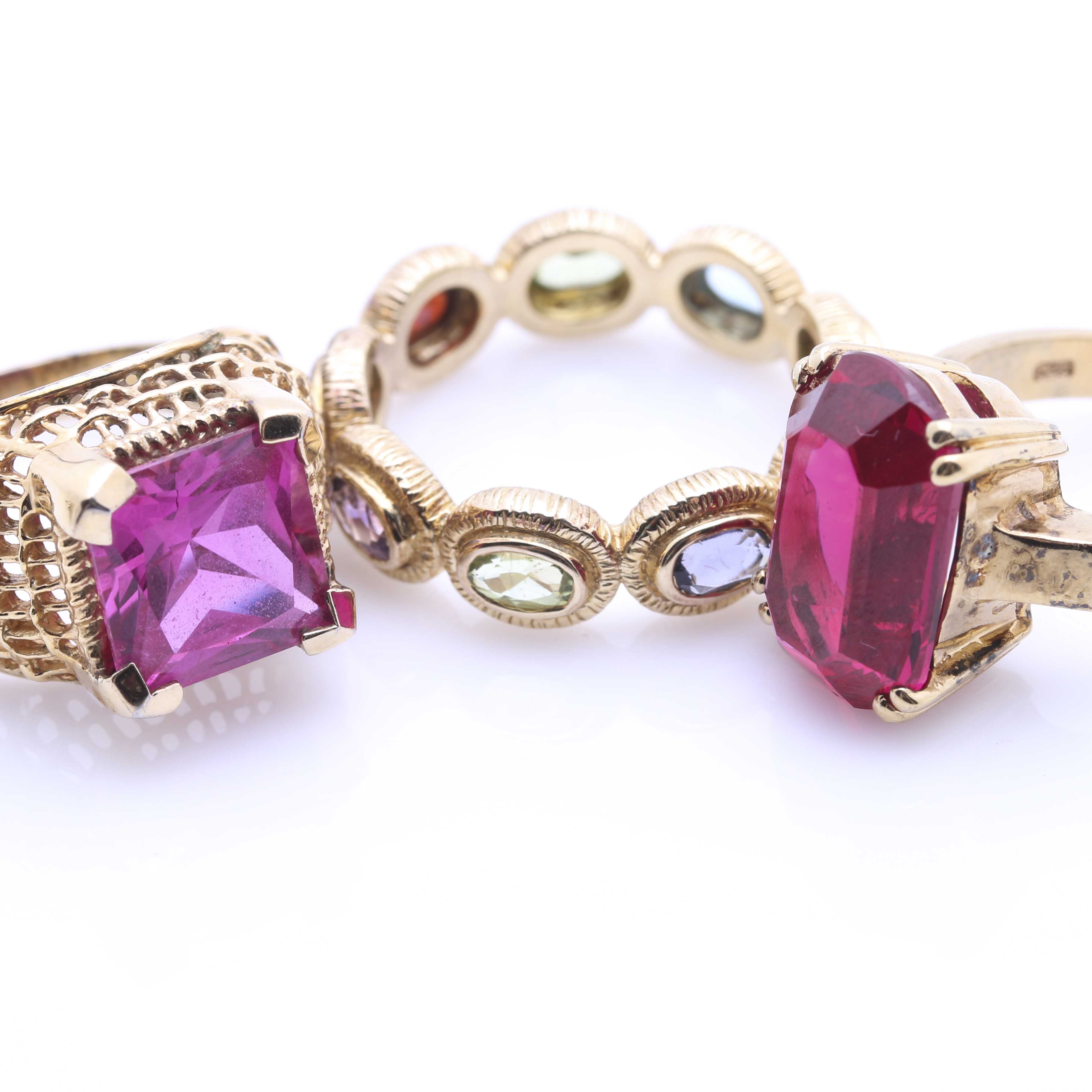 Collection of Sterling Silver Gemstone Rings