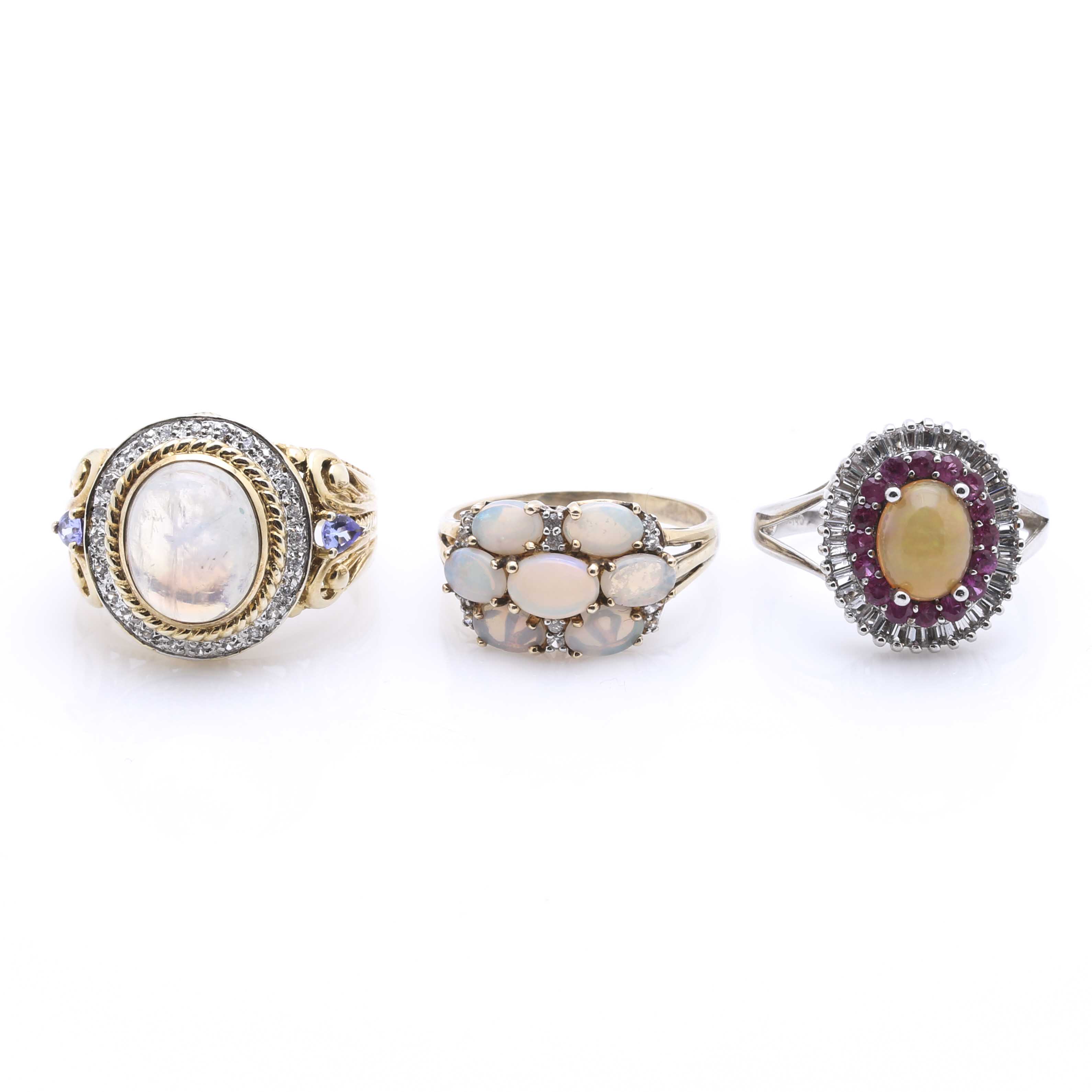 Collection of Sterling Silver Gemstone Rings