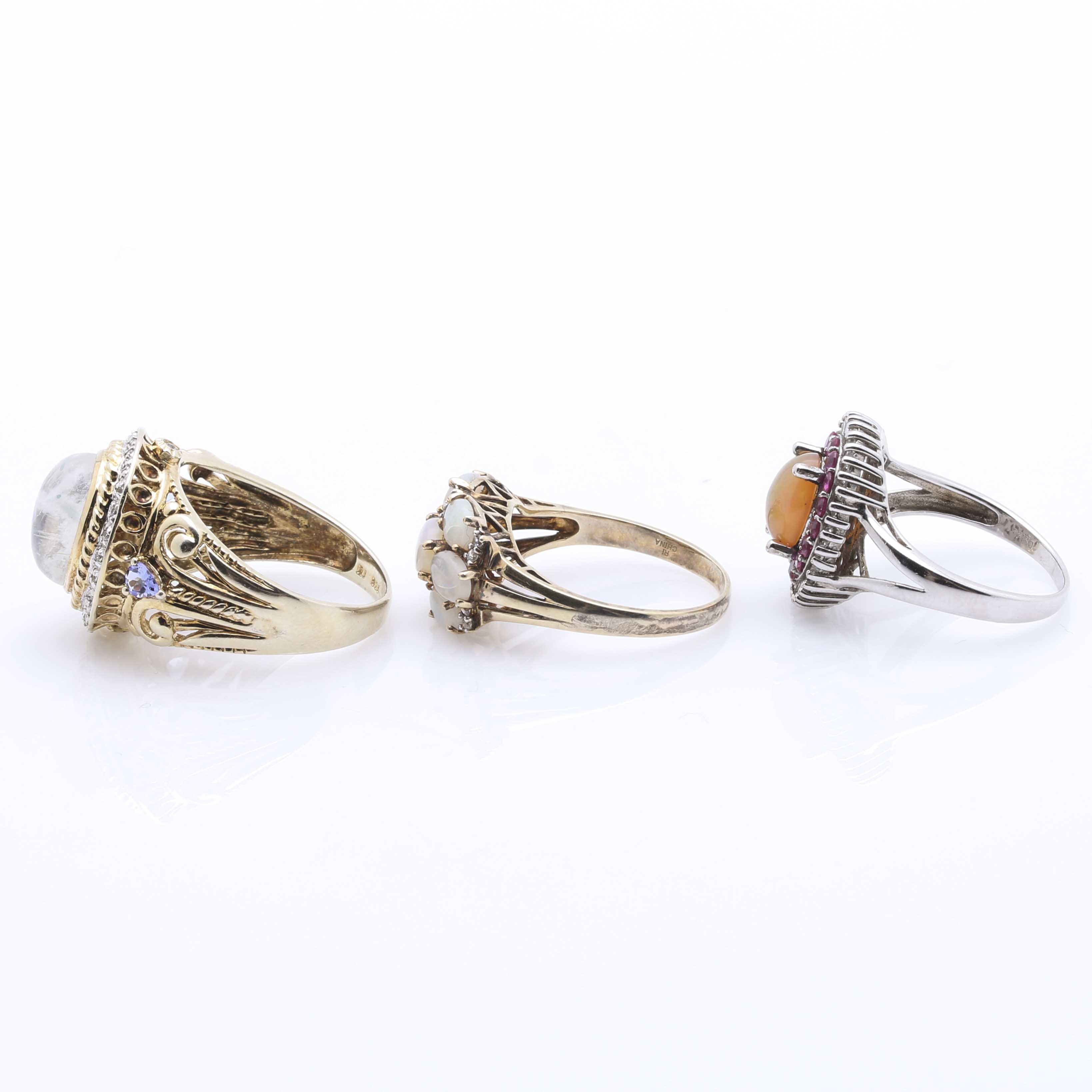 Collection of Sterling Silver Gemstone Rings
