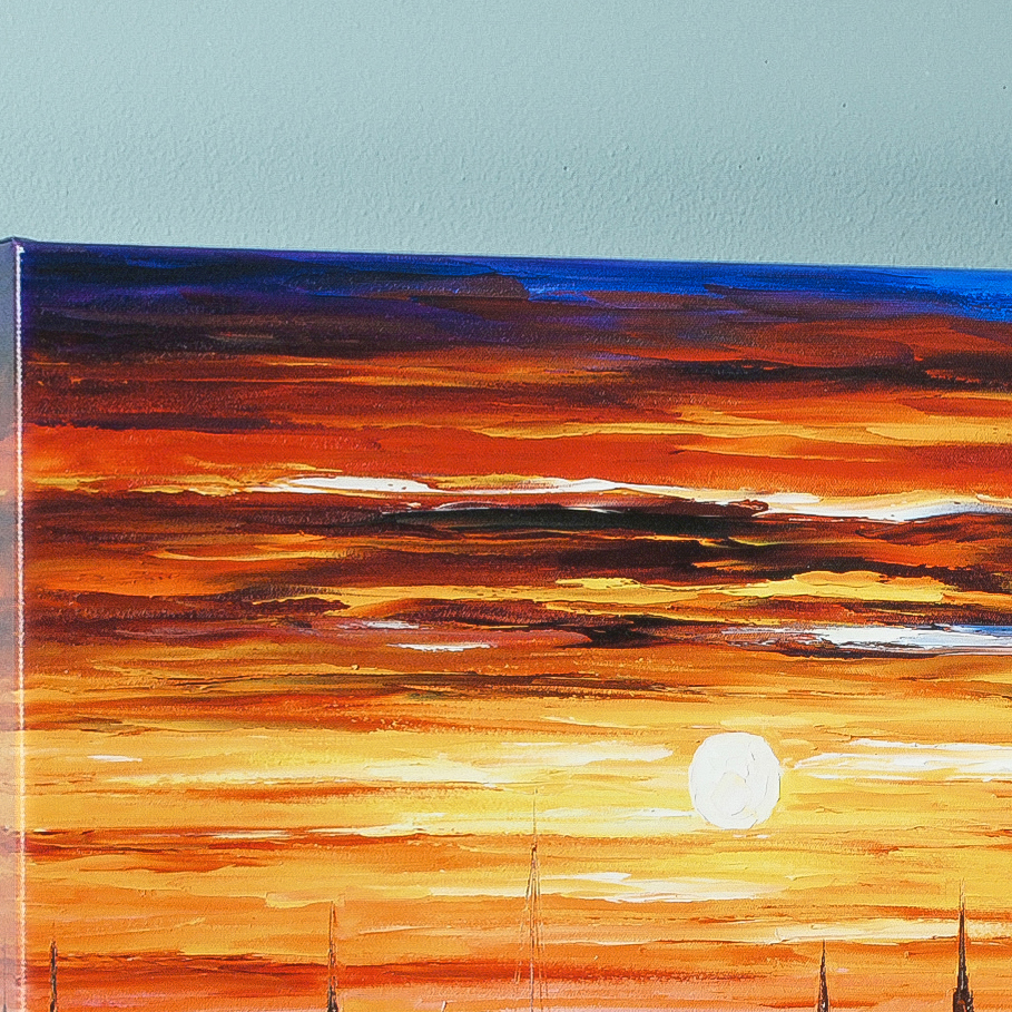 Leonid Afremov Giclée on Gallery Wrapped Canvas "Sunset in Barcelona"