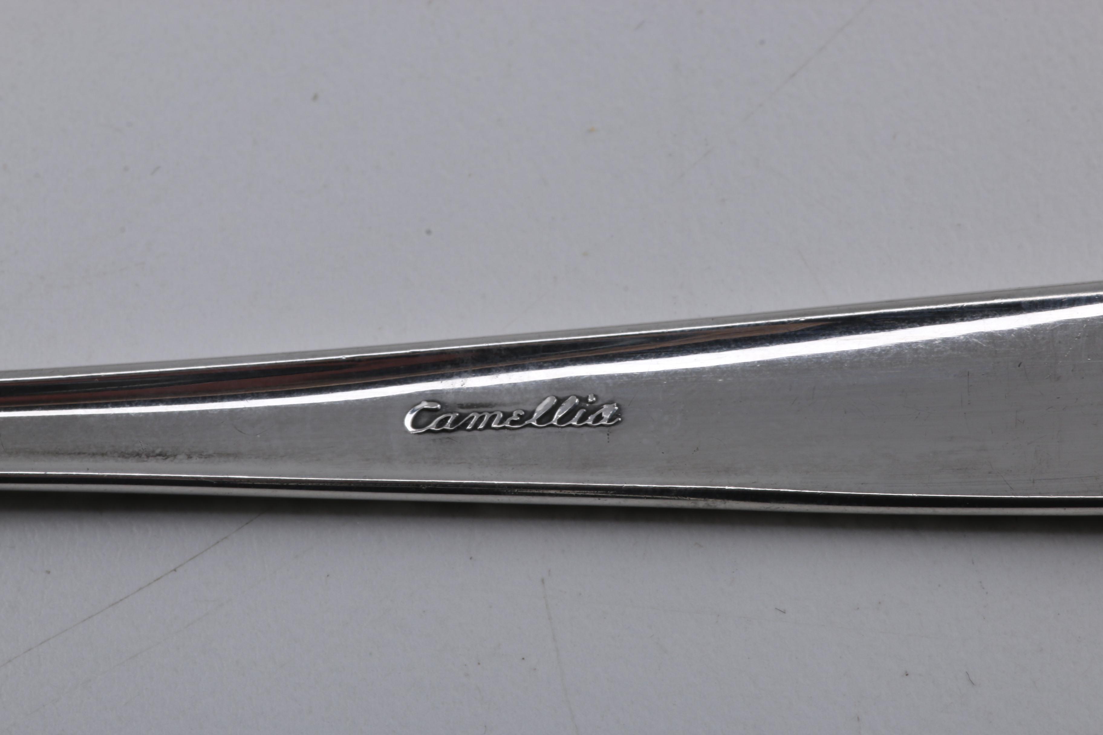 Gorham "Camellia" and Other Sterling Silver Spoons With a Wooden Display