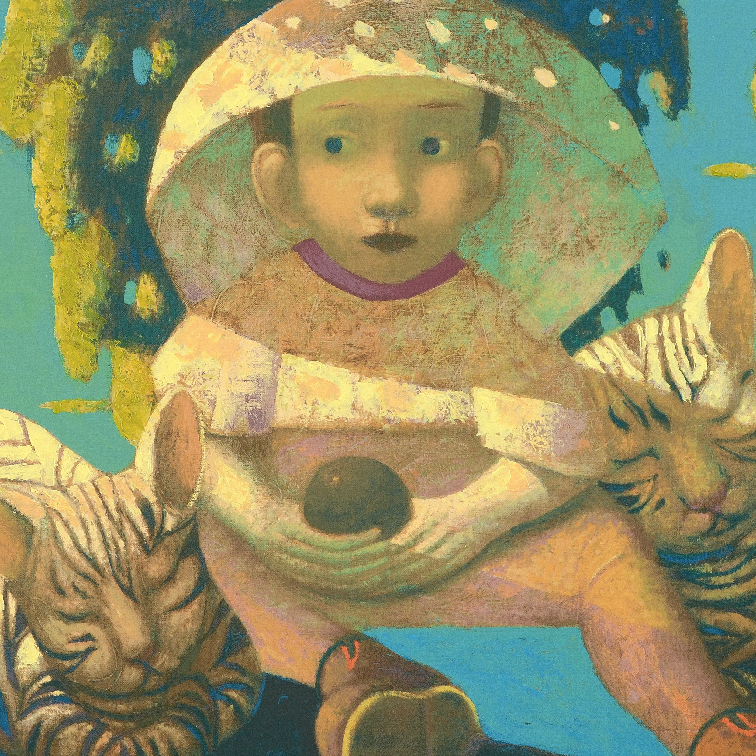 Sasha Bassari Signed Limited Edition Serigraph on Stretched Canvas "My Favorite Cats"