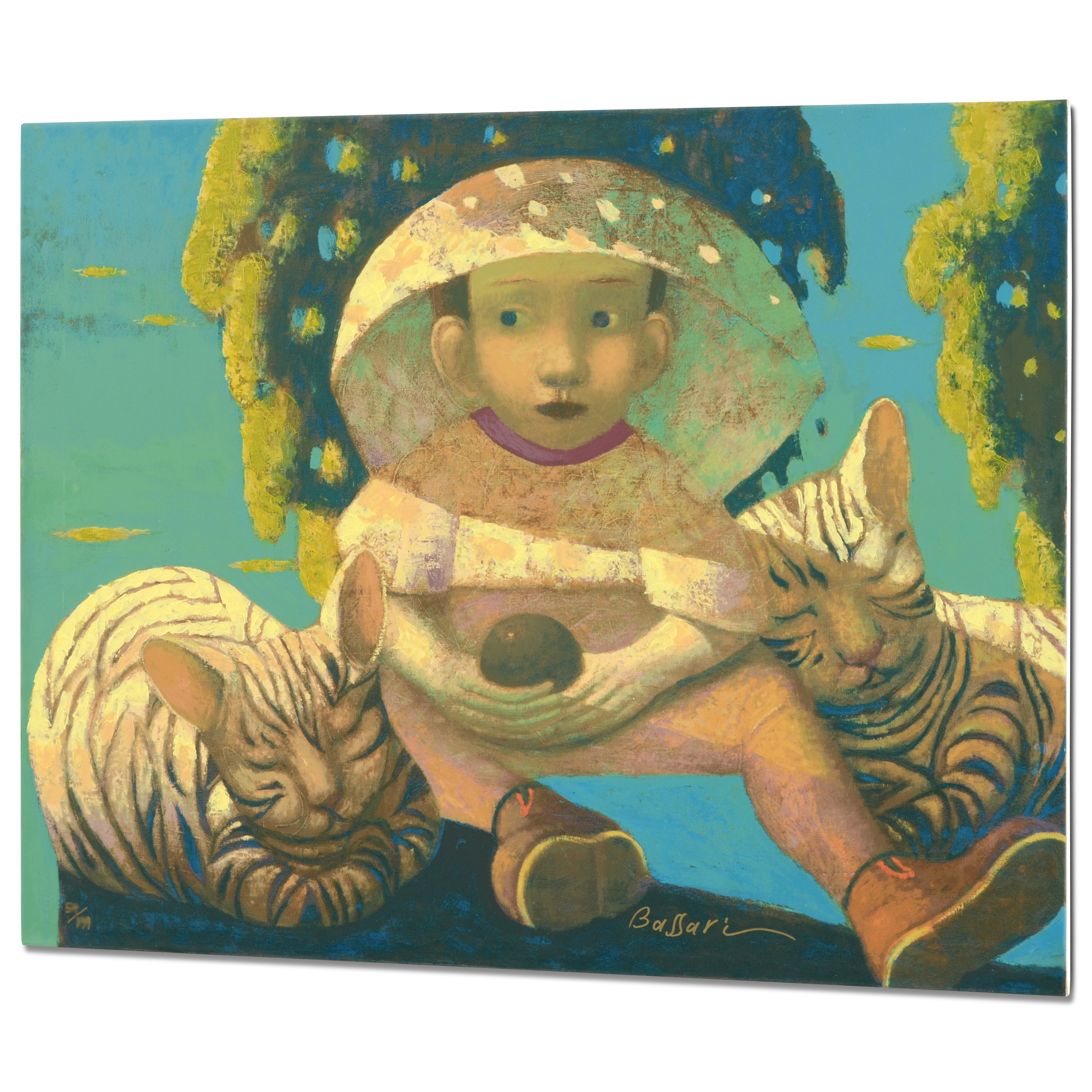 Sasha Bassari Signed Limited Edition Serigraph on Stretched Canvas "My Favorite Cats"