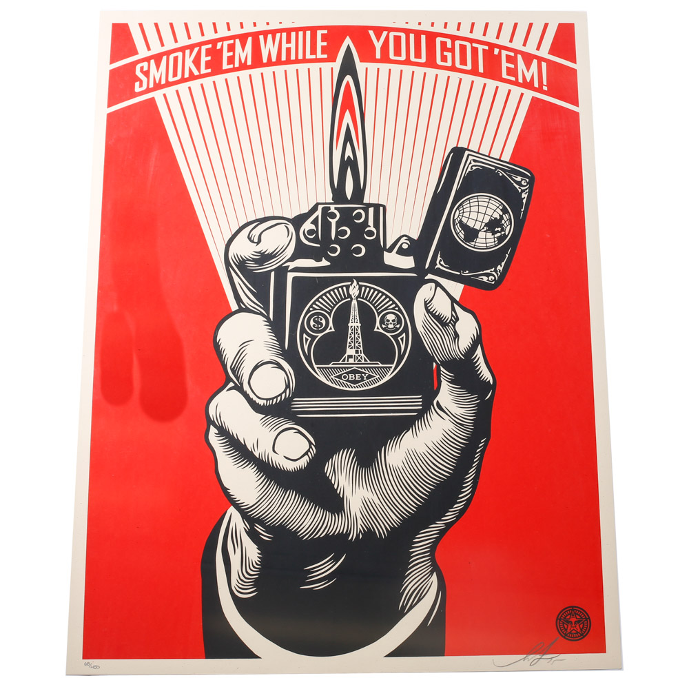 Shepard Fairey Signed Serigraph "Smoke Em While You Got Em"