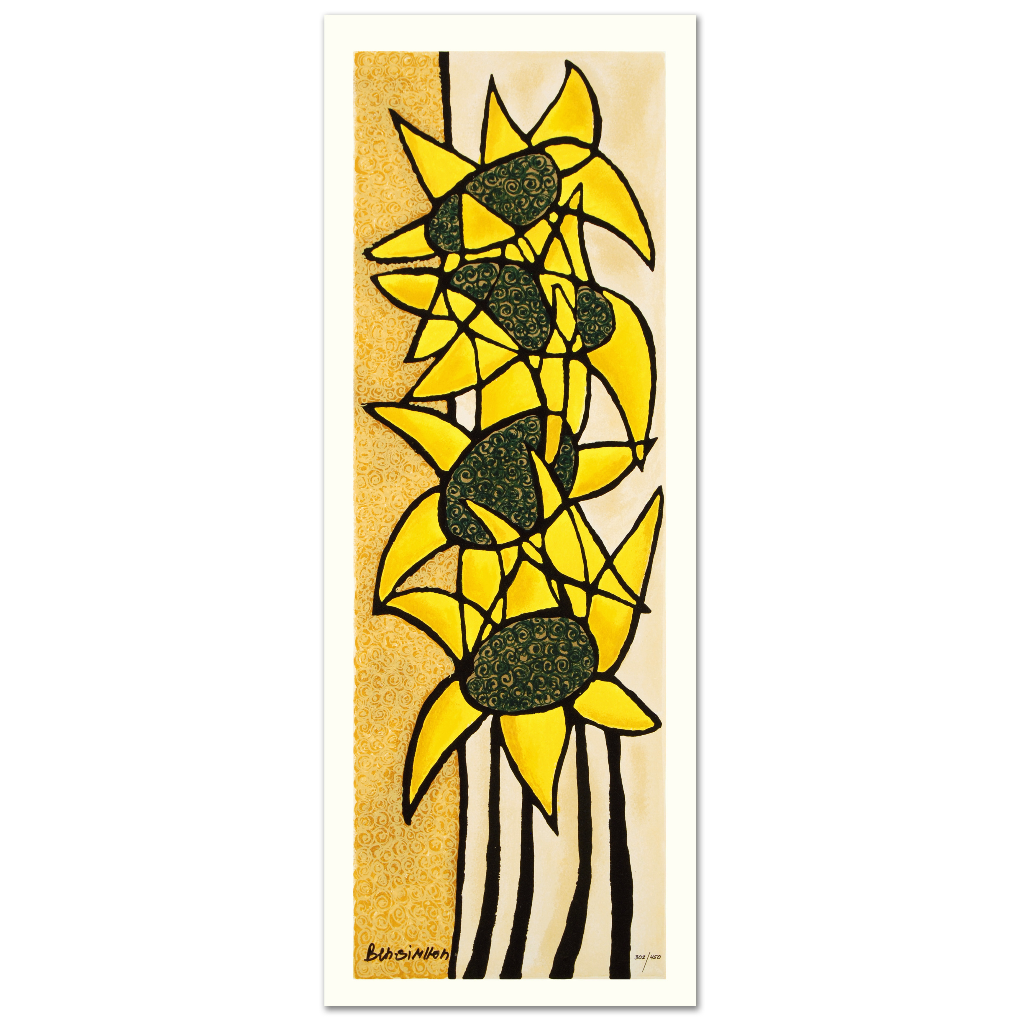 Avi Ben-Simhon Limited Edition Serigraph on Paper "Sunflower Trio"