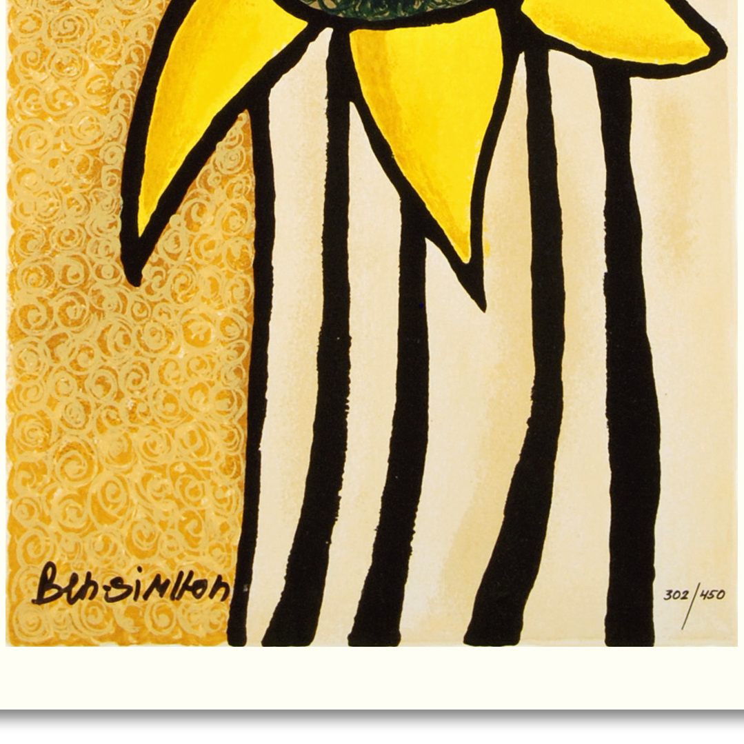 Avi Ben-Simhon Limited Edition Serigraph on Paper "Sunflower Trio"