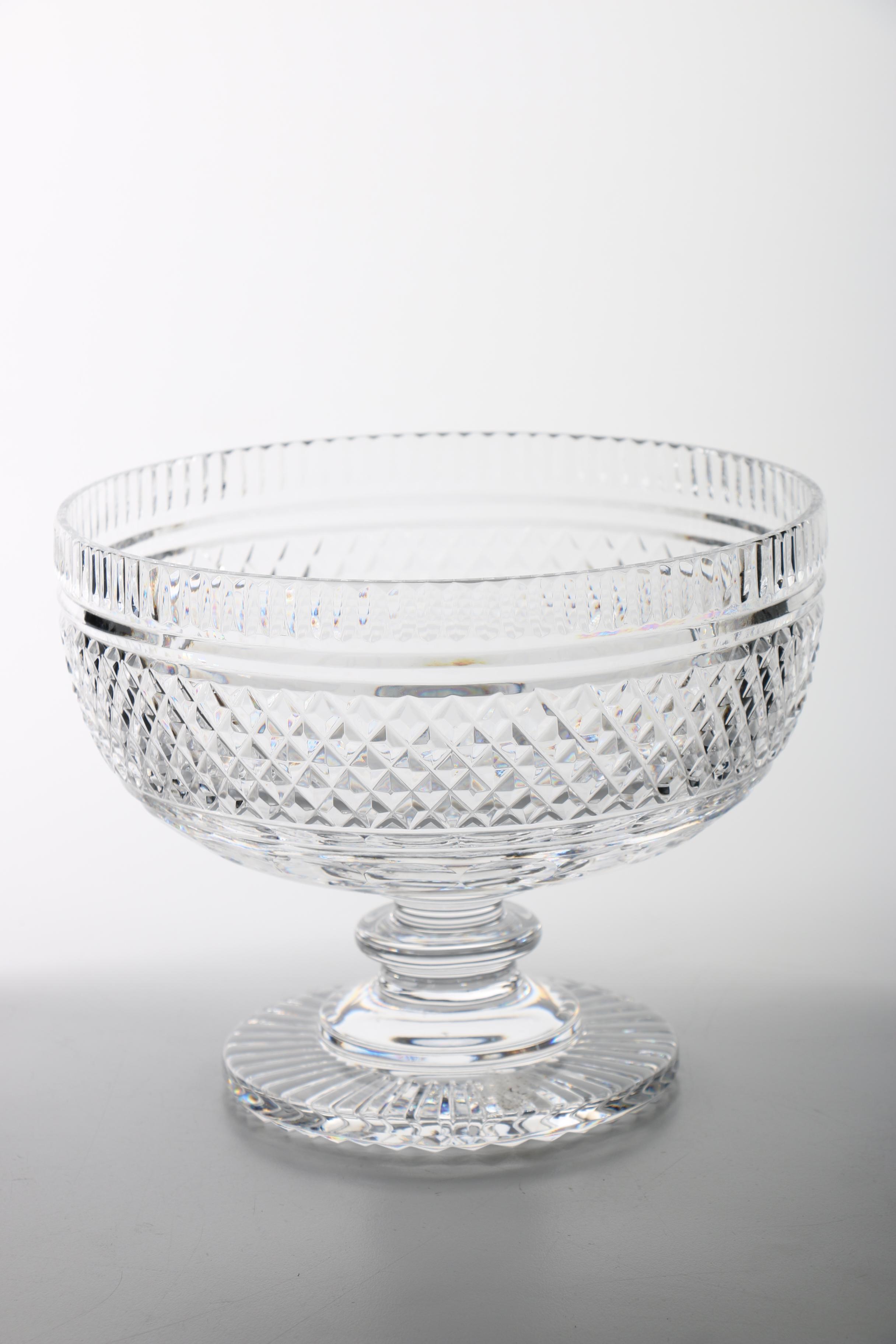 Waterford Style Crystal Footed Bowl
