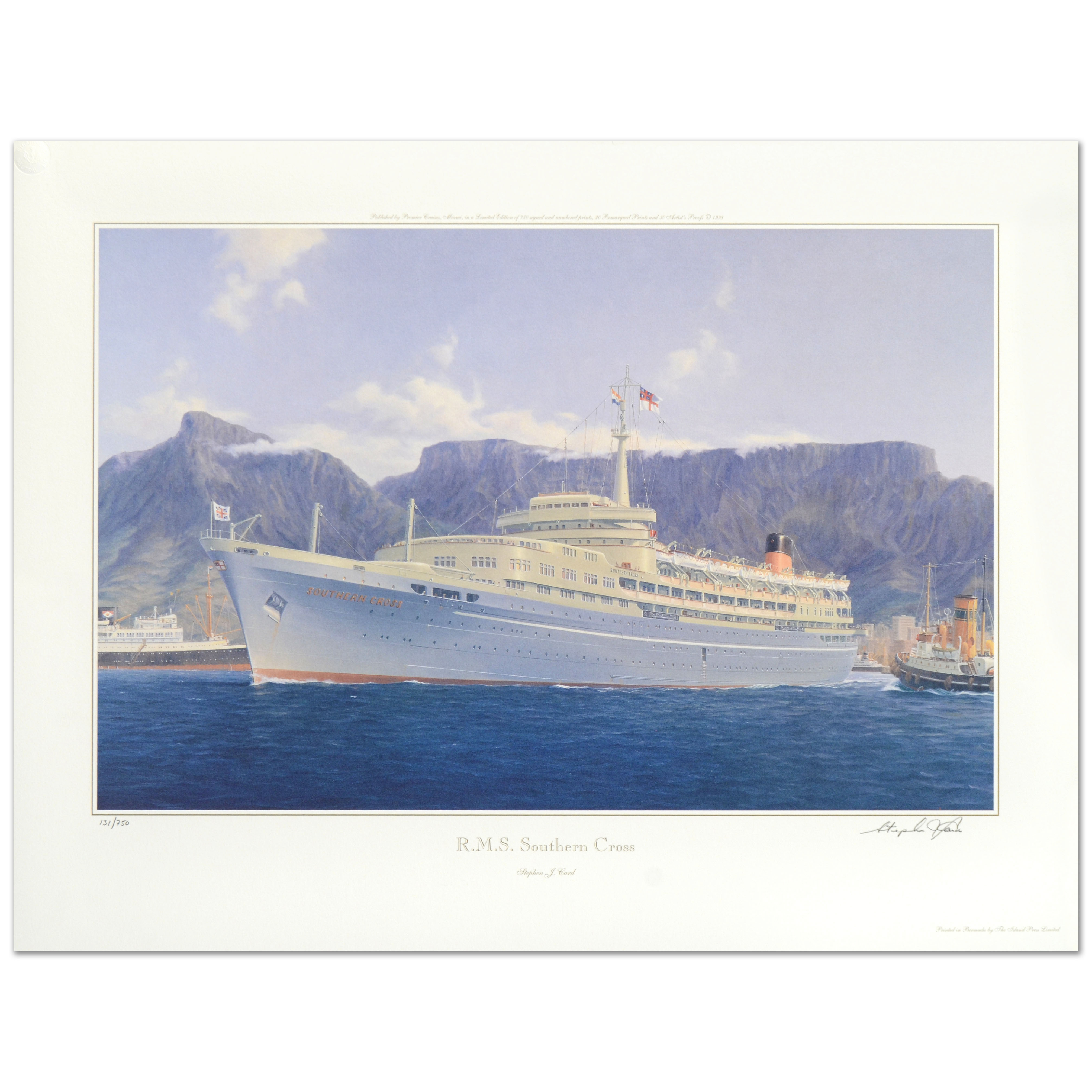 Stephan Card Limited Edition Lithograph "R.M.S. Southern Cross"