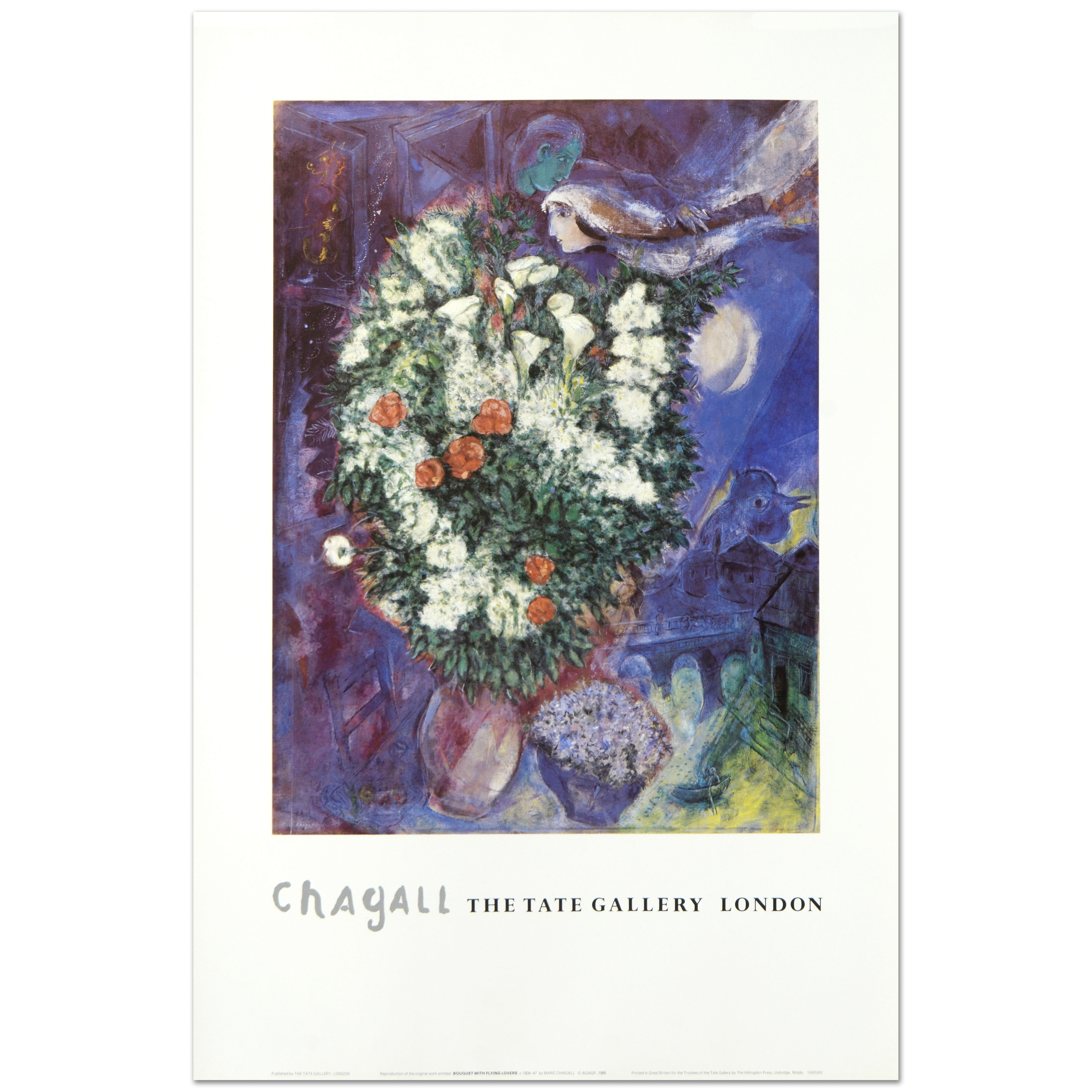 Marc Chagall Fine Art Poster "Bouquet with Flying Lover"