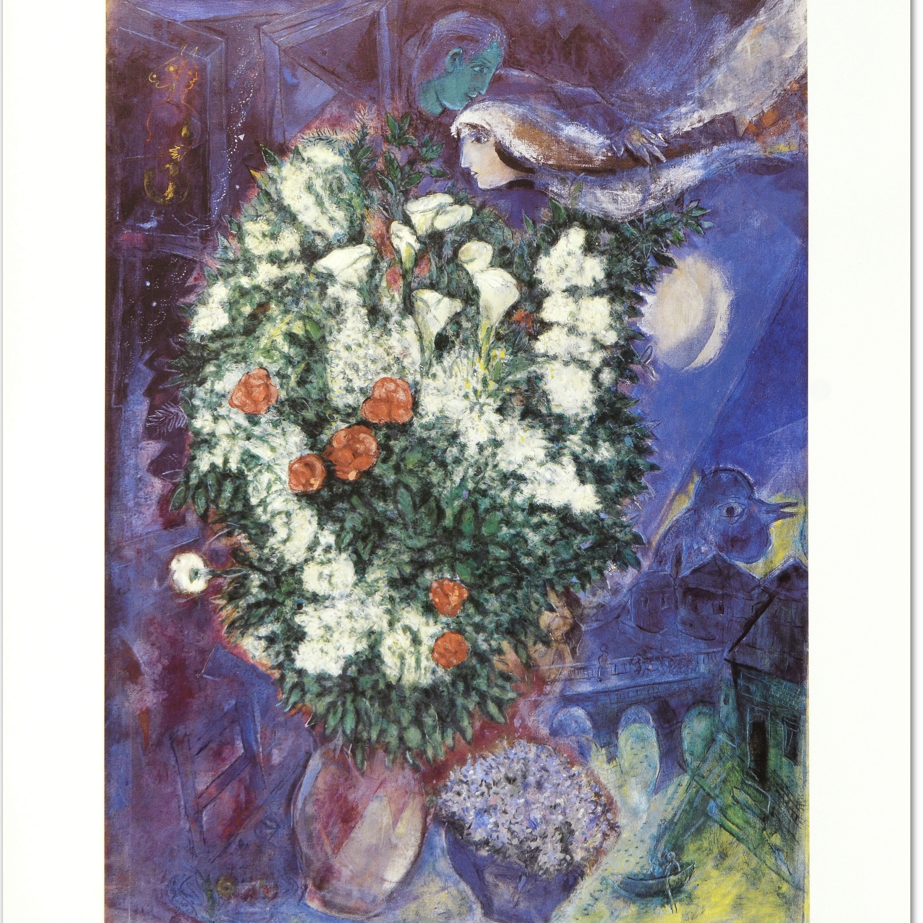 Marc Chagall Fine Art Poster "Bouquet with Flying Lover"
