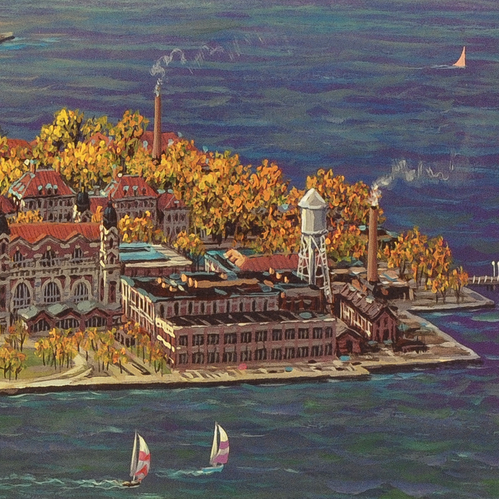 Alexander Chen Limited Edition Mixed Media "Ellis Island - Fall"