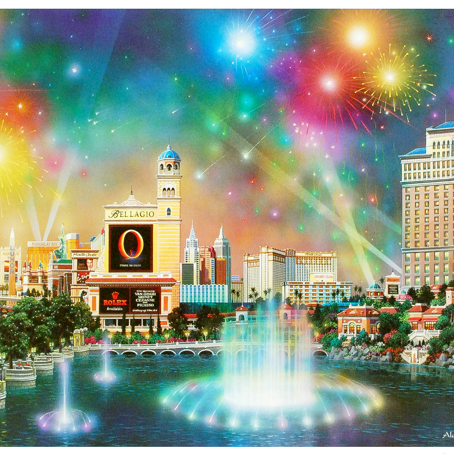 Alexander Chen Signed Offset Lithograph "Las Vegas Evening"