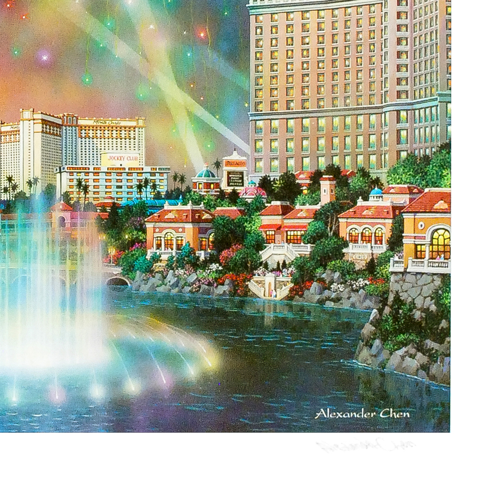 Alexander Chen Signed Offset Lithograph "Las Vegas Evening"