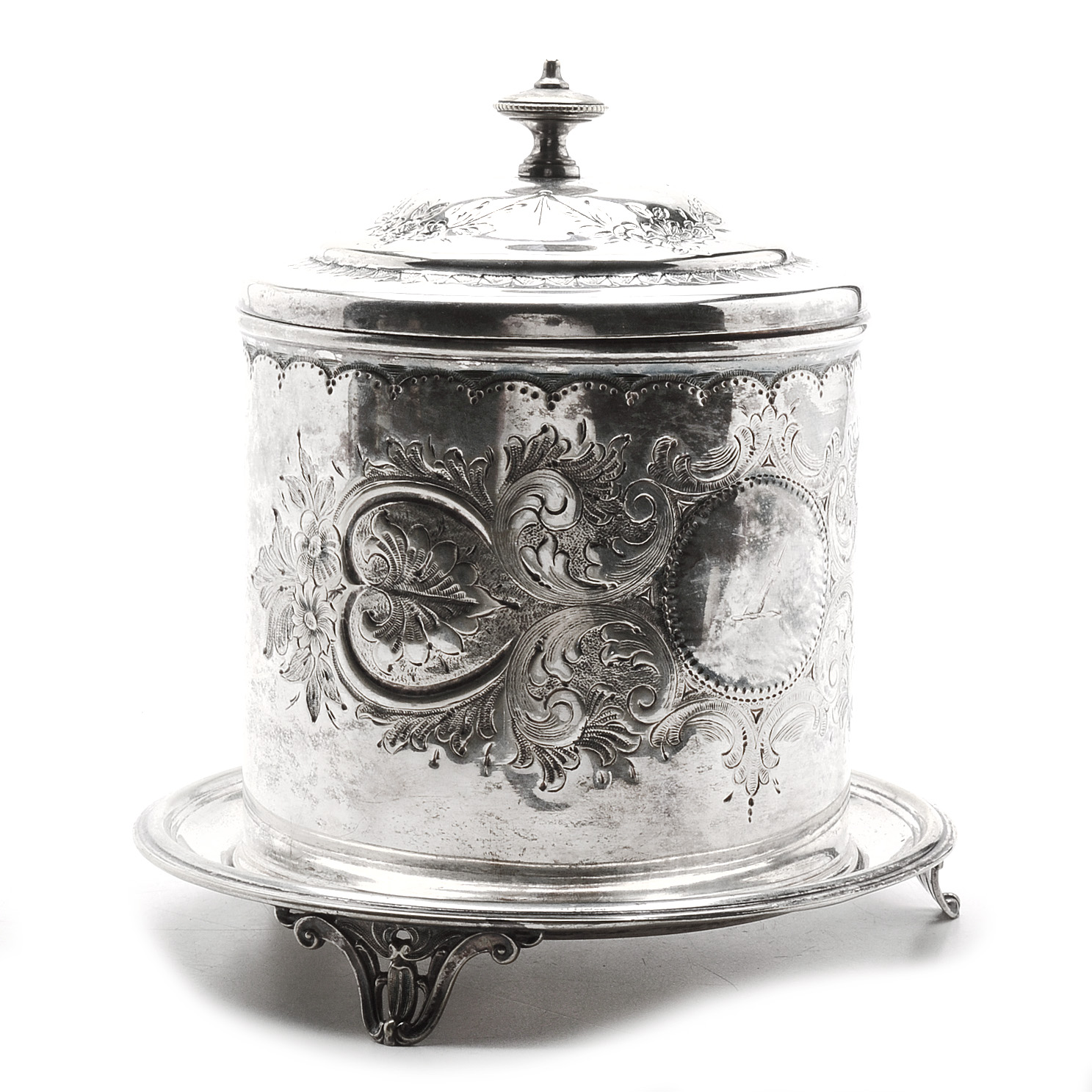 Antique Birmingham Thomas Wilkinson Silver Plate Biscuit Jar