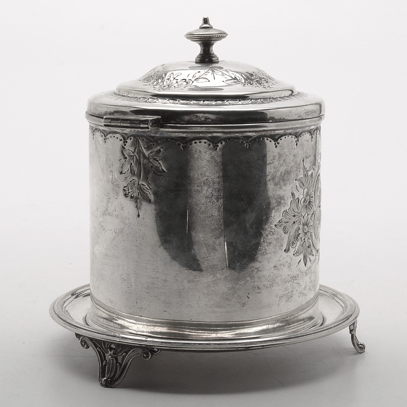 Antique Birmingham Thomas Wilkinson Silver Plate Biscuit Jar