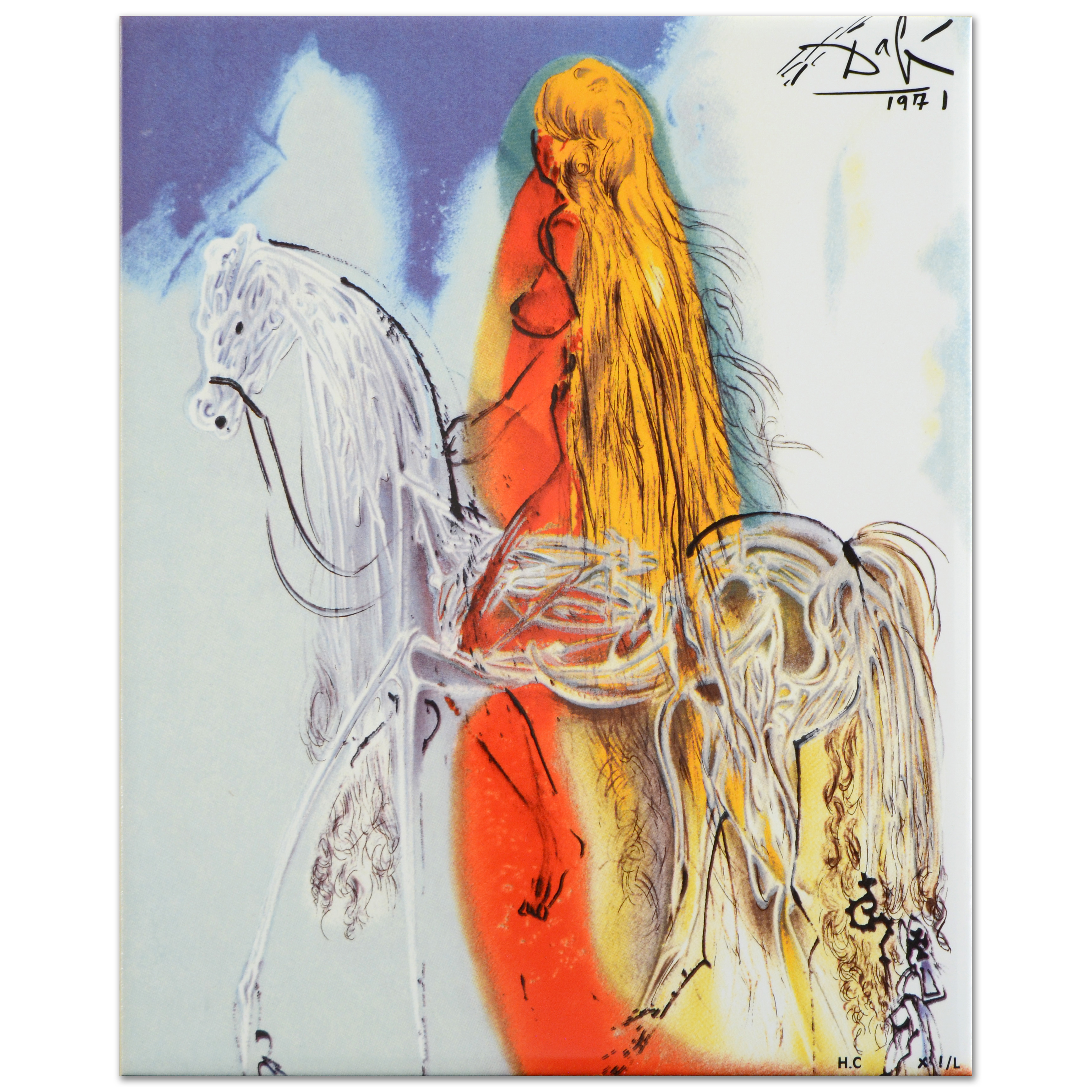After Salvador Dali Limited Edition Ceramic Tile "Lady Godiva"