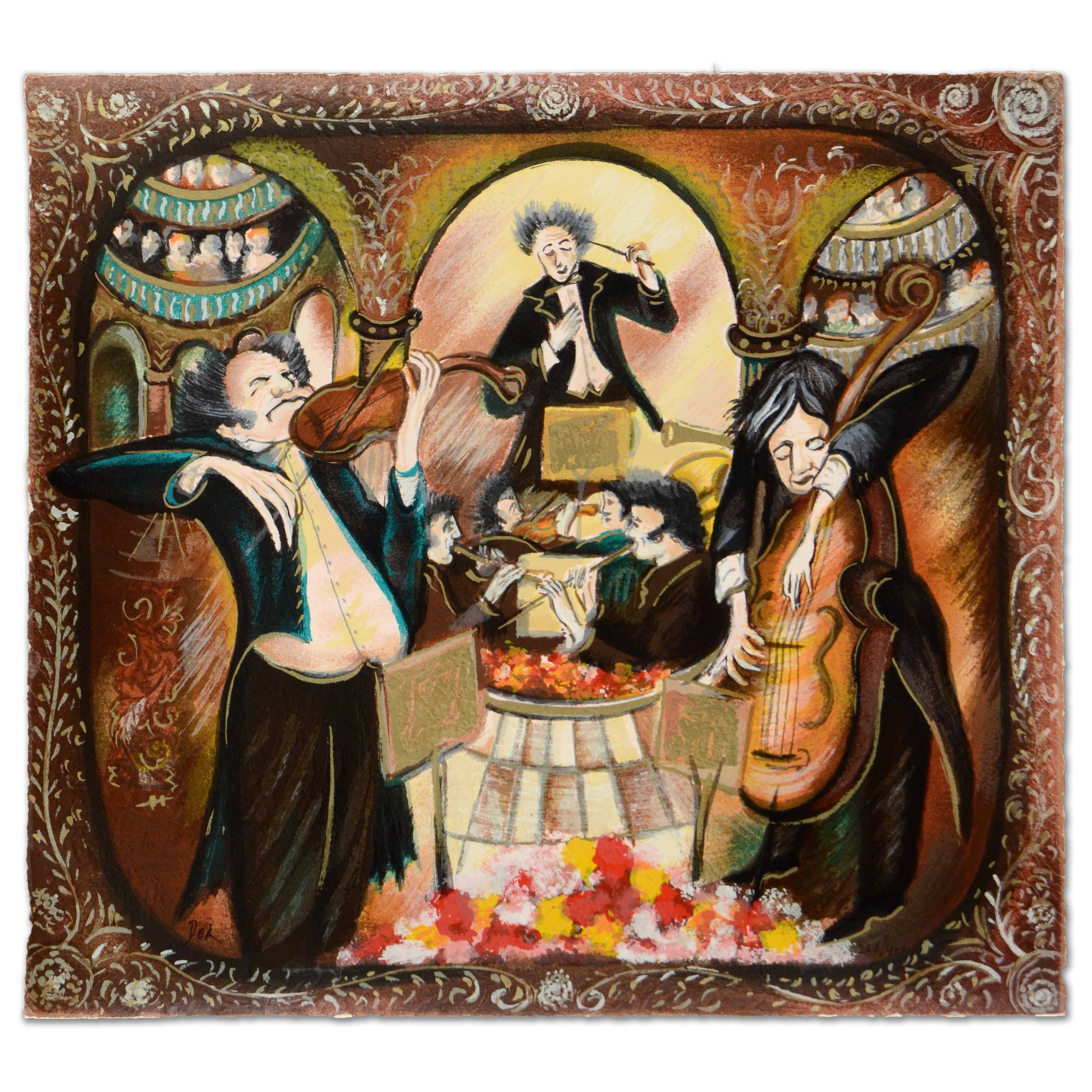 Yair Dor Limited Edition Serigraph on Paper "Violin and Cello"