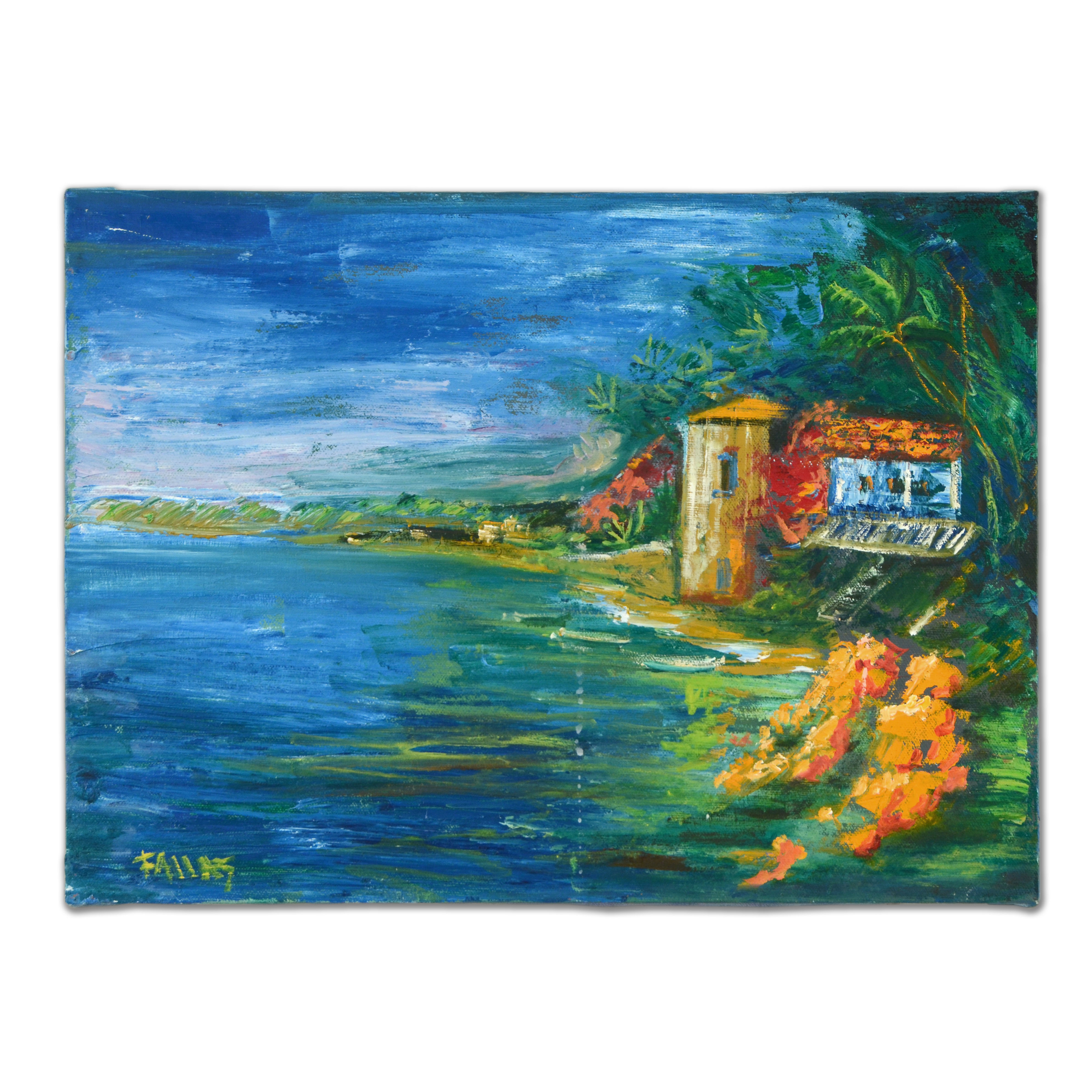 Elliot Fallas Original Oil Painting "Mediterranean View"