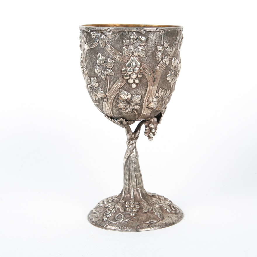 Large Sterling Silver Grapevine Chalice