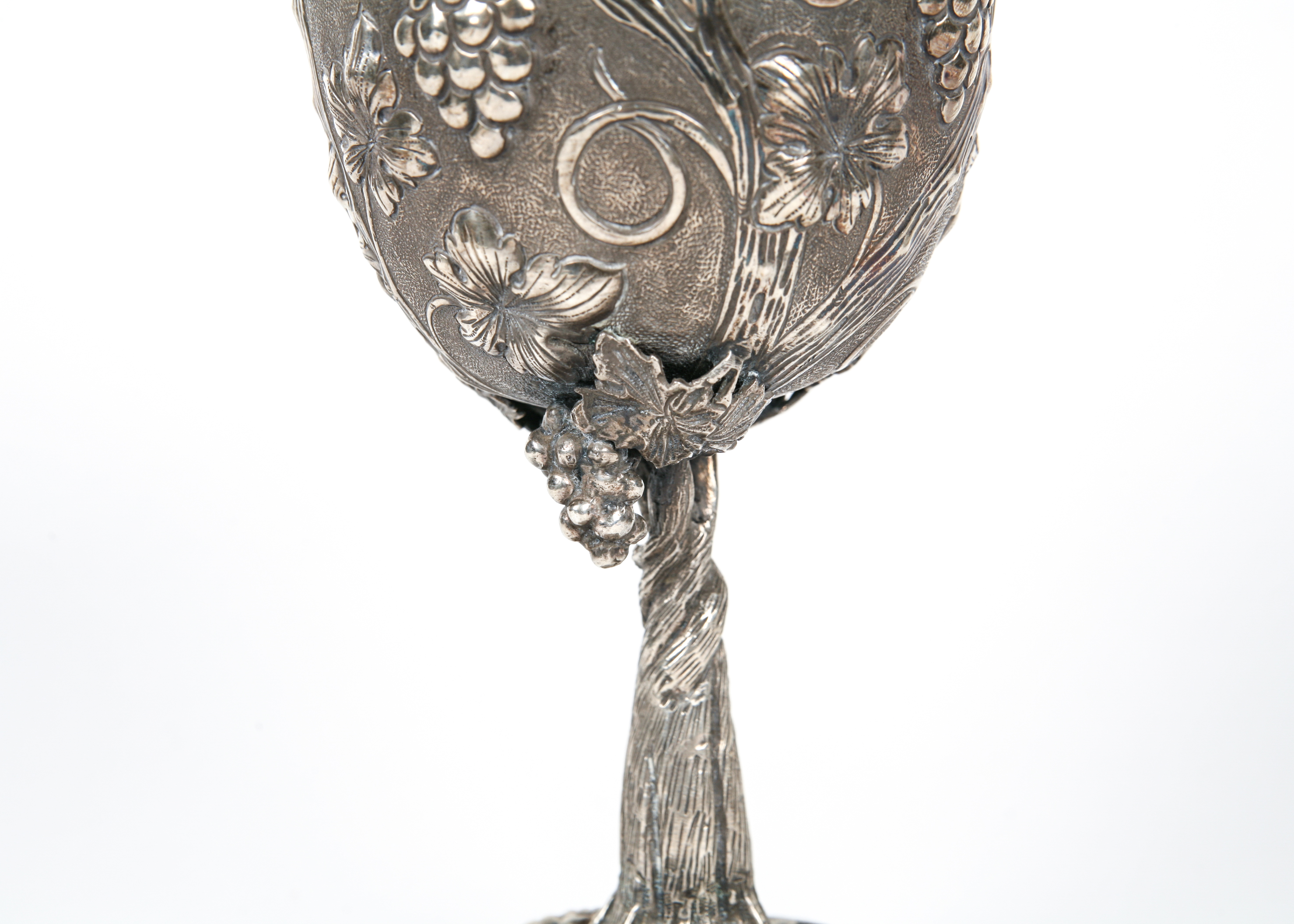 Large Sterling Silver Grapevine Motif Chalice