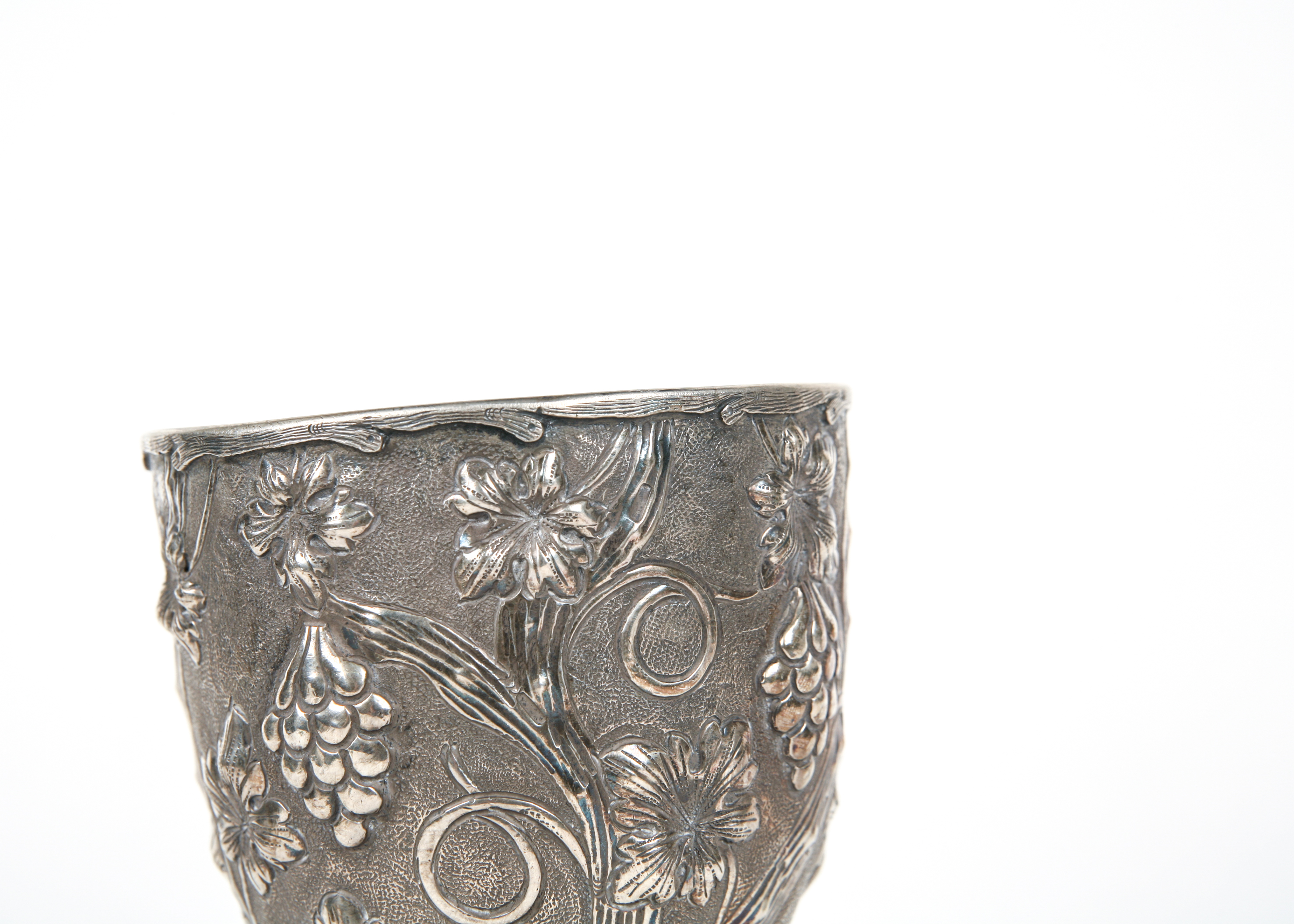 Large Sterling Silver Grapevine Motif Chalice