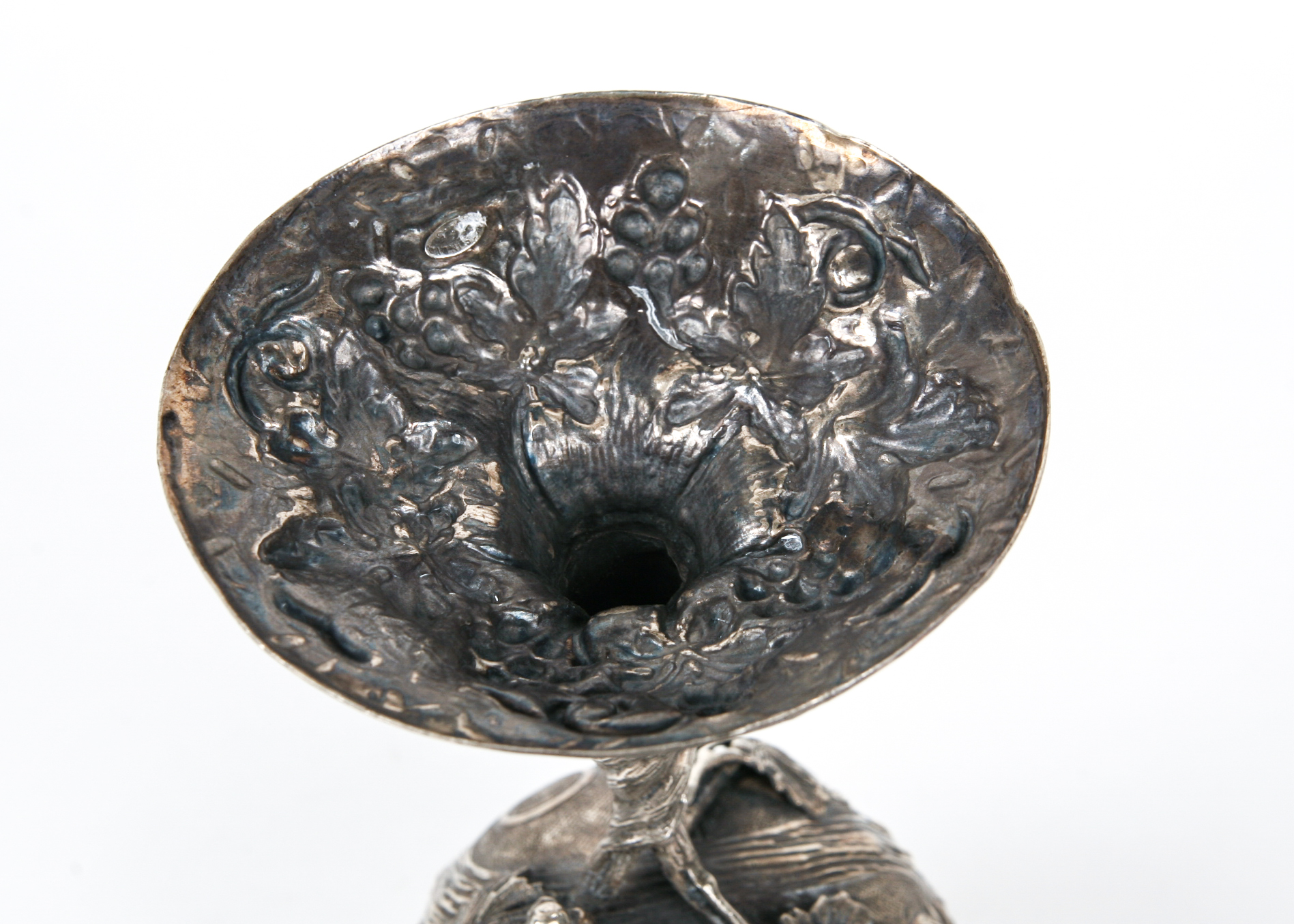 Large Sterling Silver Grapevine Motif Chalice