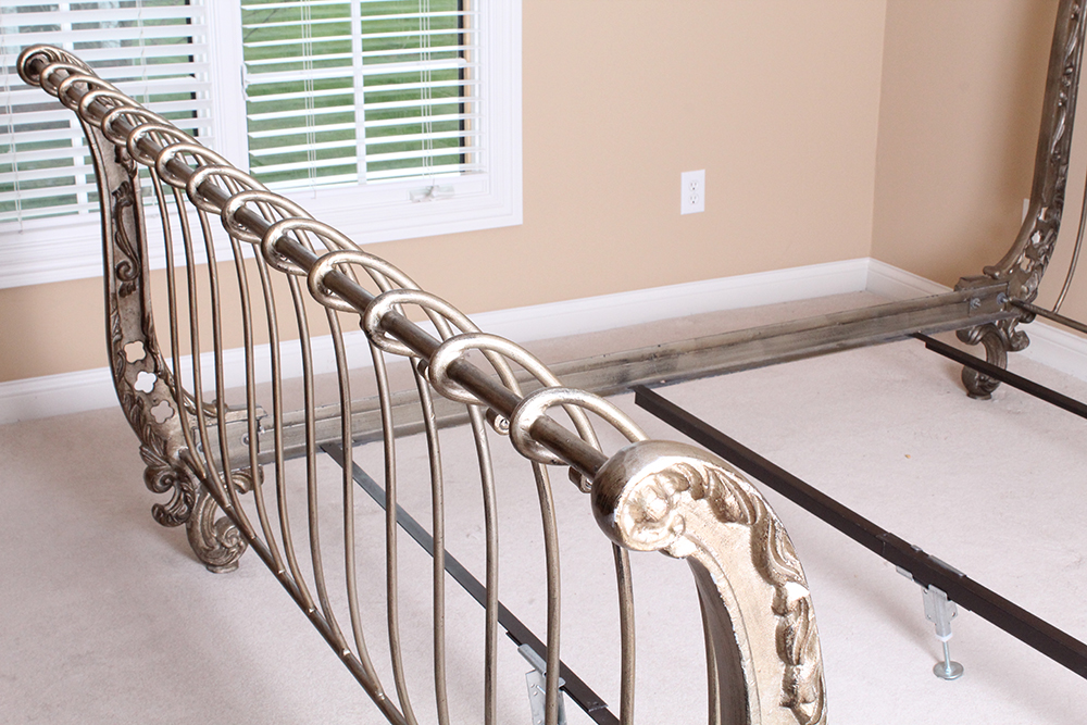 Ornate Metal Sleigh Bed Frame