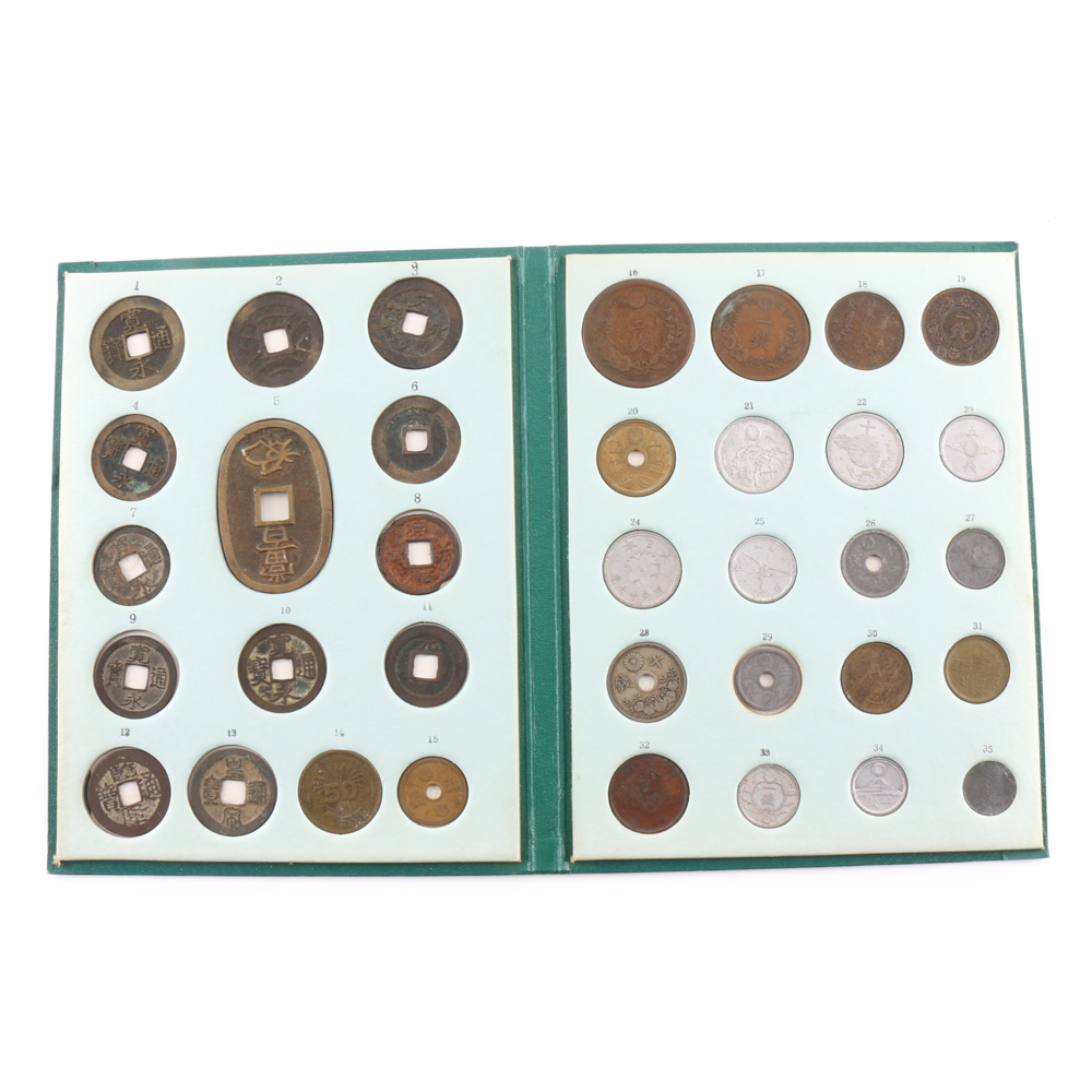 Collection of Japanese Coins Ranging in Age from the 1600s to the 1940s