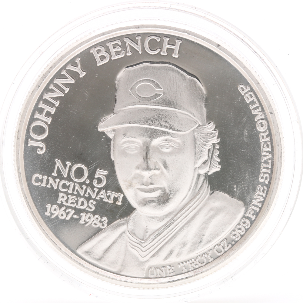 1989 Johnny Bench Hall of Fame Commemorative Silver Medal