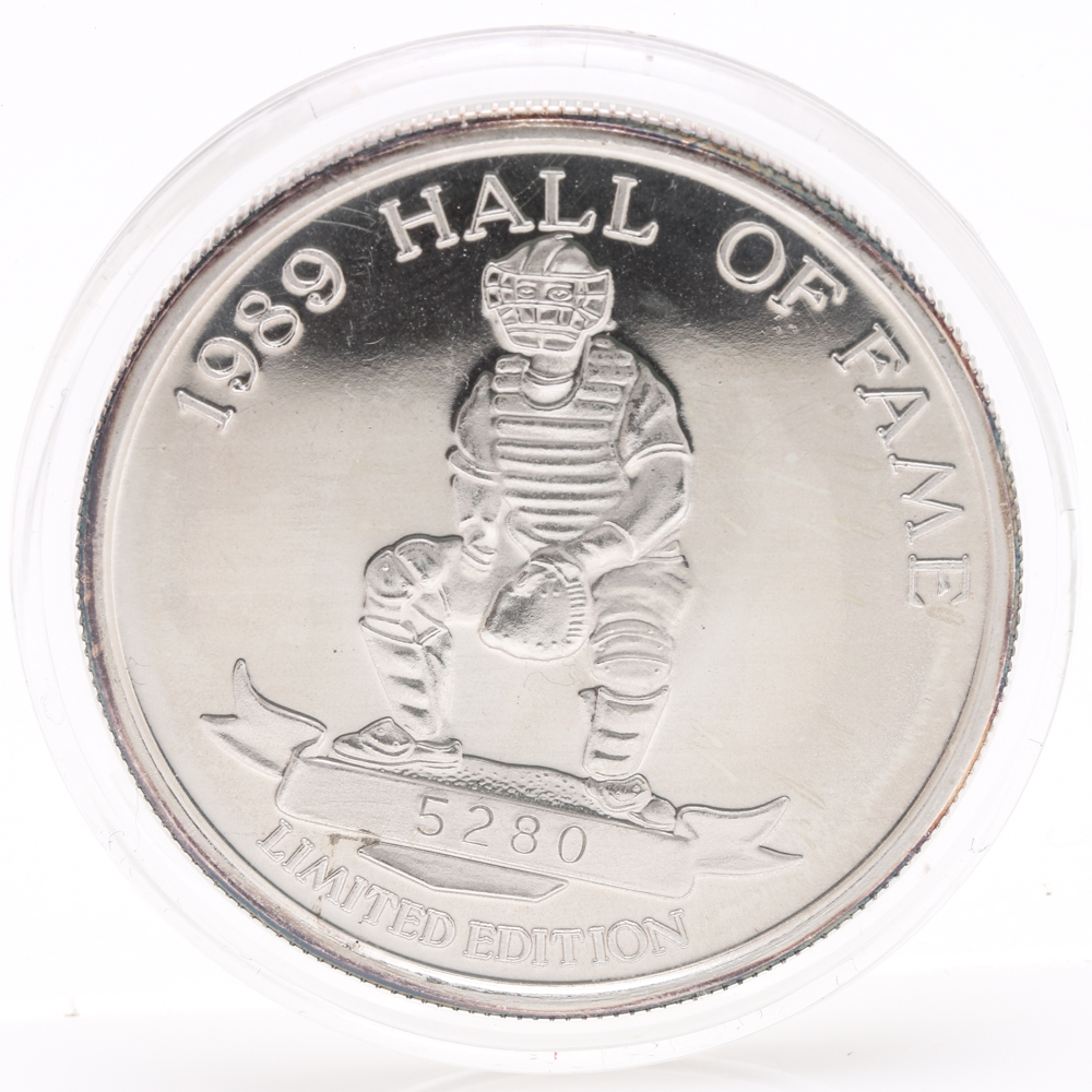 1989 Johnny Bench Hall of Fame Commemorative Silver Medal