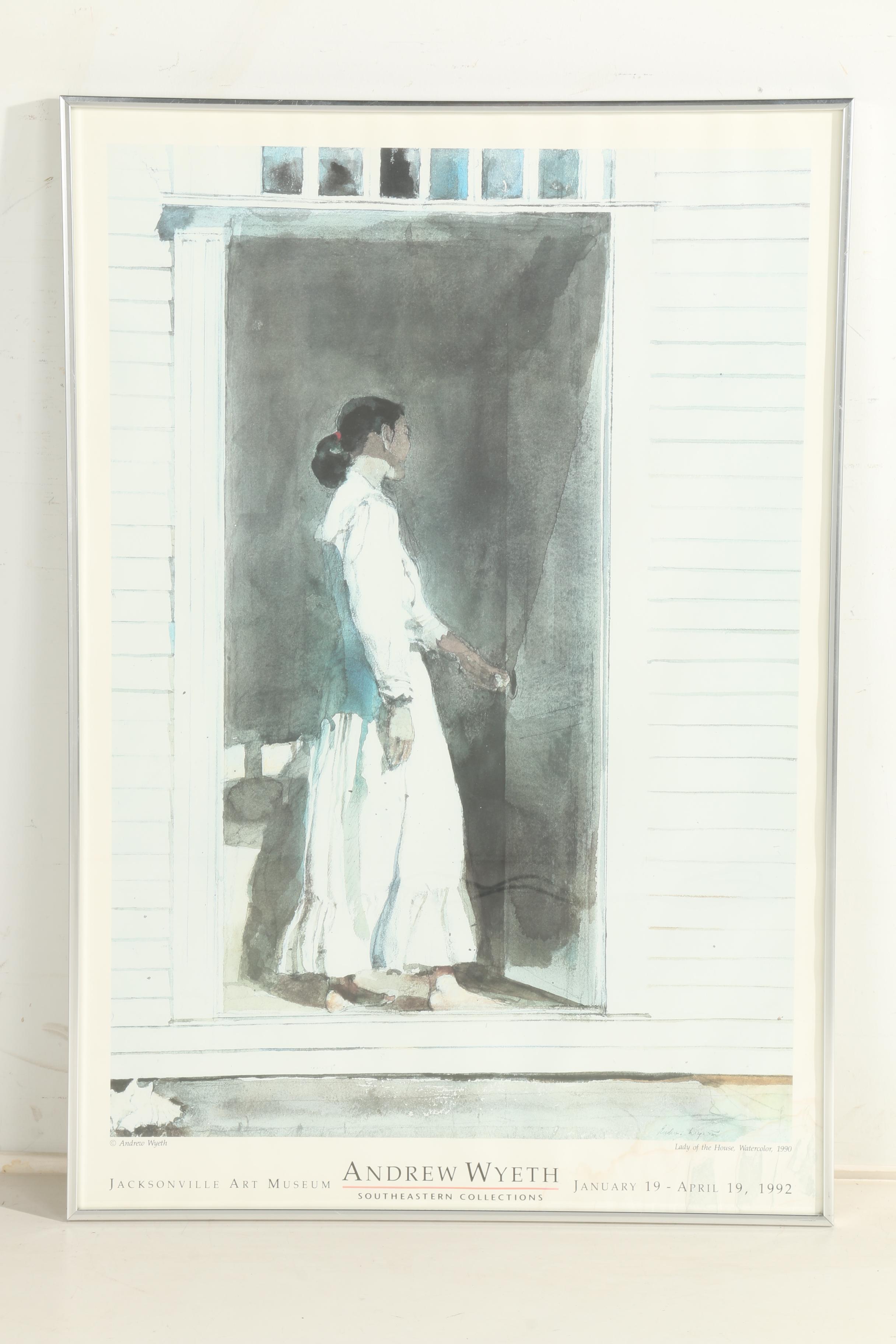 Offset Lithograph Exhibition Poster After Andrew Wyeth "Lady of the House"