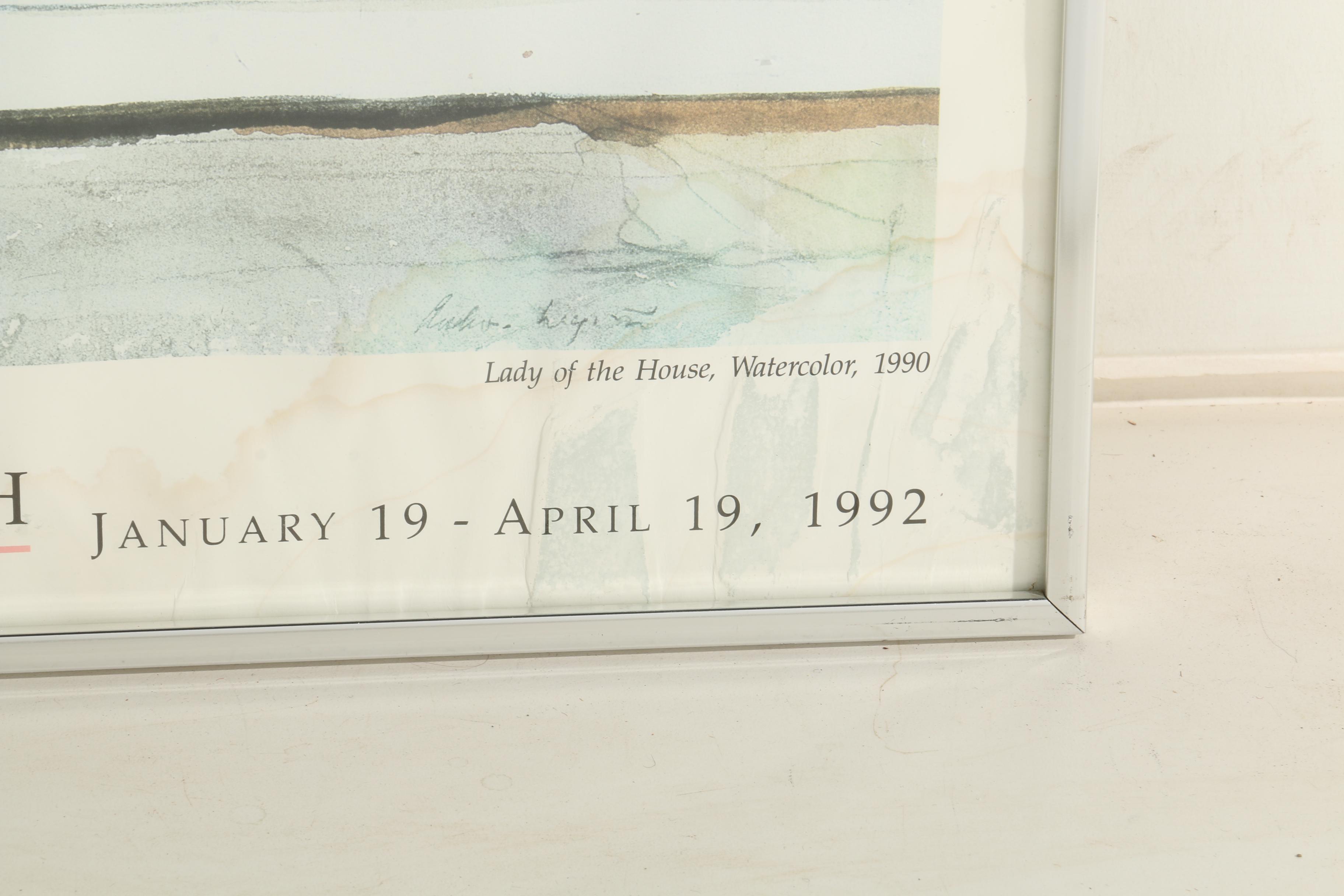 Offset Lithograph Exhibition Poster After Andrew Wyeth "Lady of the House"