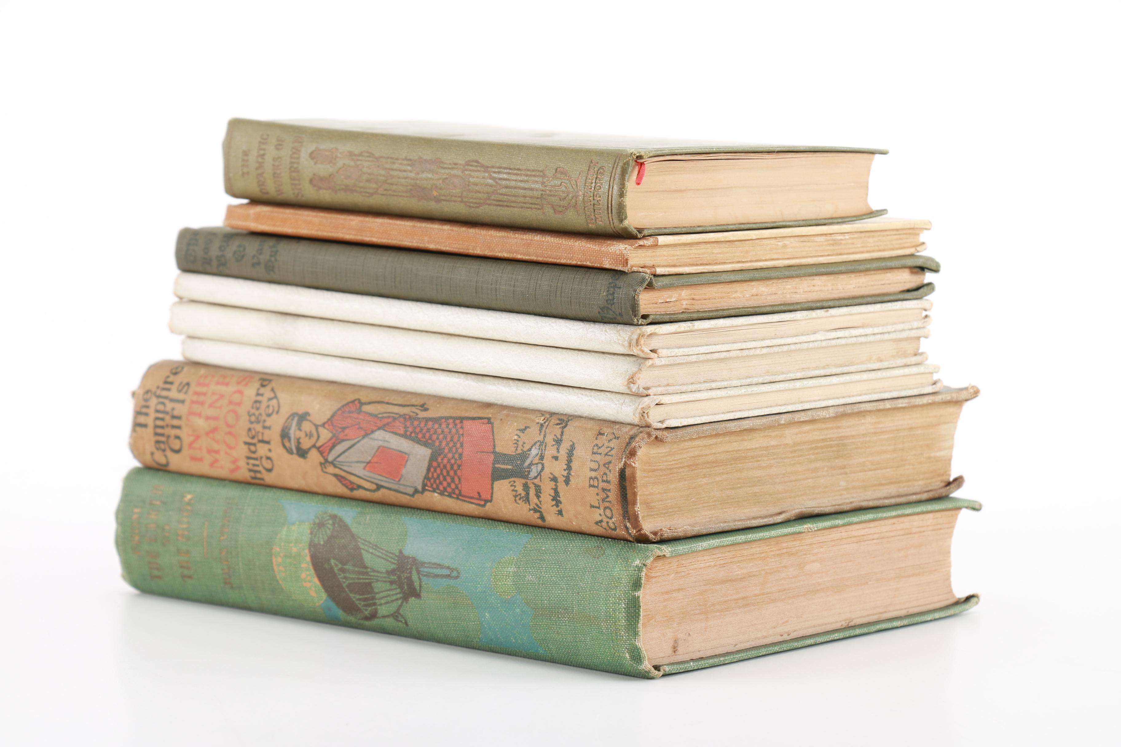 Collection of Vintage Books including "The Campfire Girls in the Maine Woods"