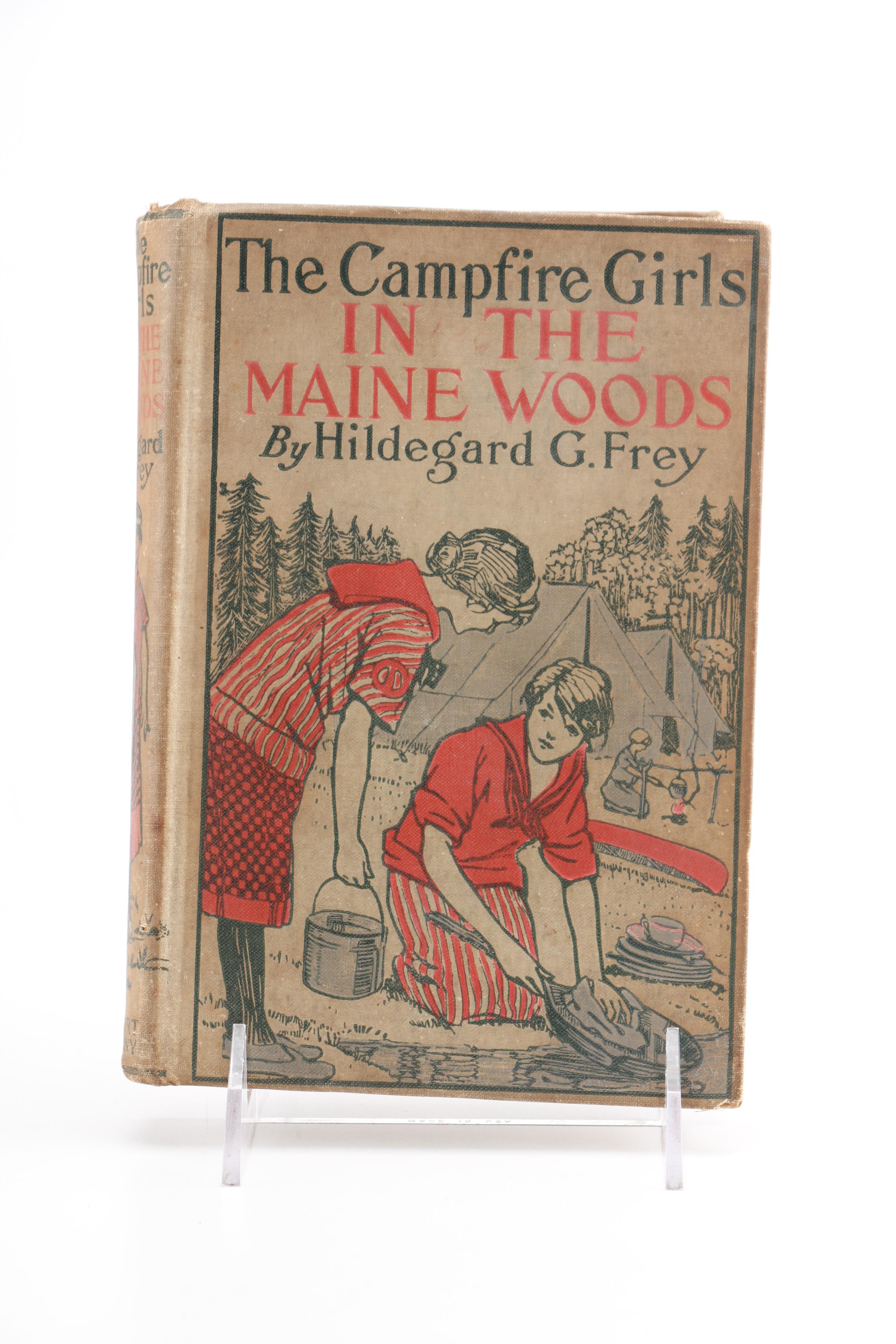 Collection of Vintage Books including "The Campfire Girls in the Maine Woods"