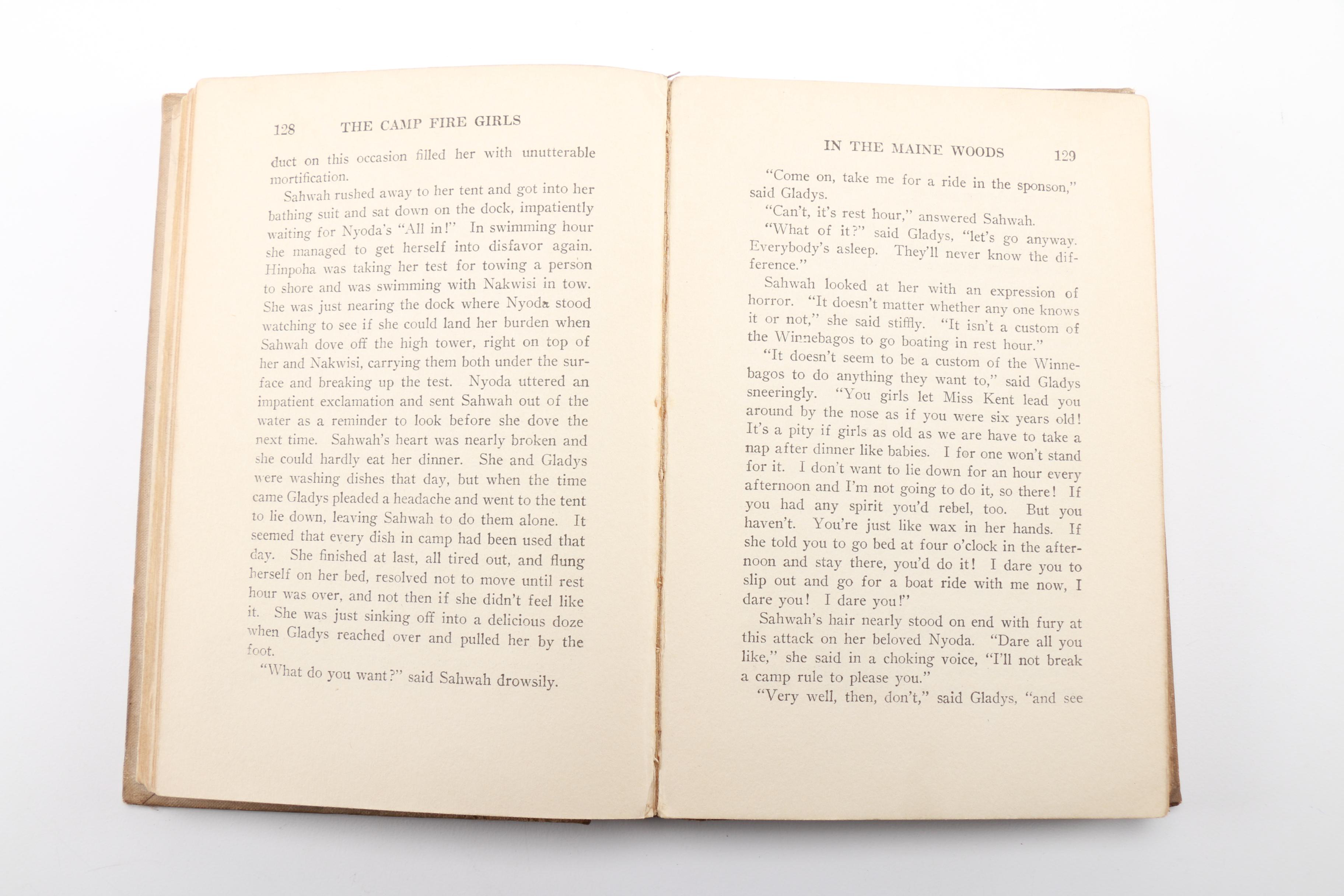 Collection of Vintage Books including "The Campfire Girls in the Maine Woods"