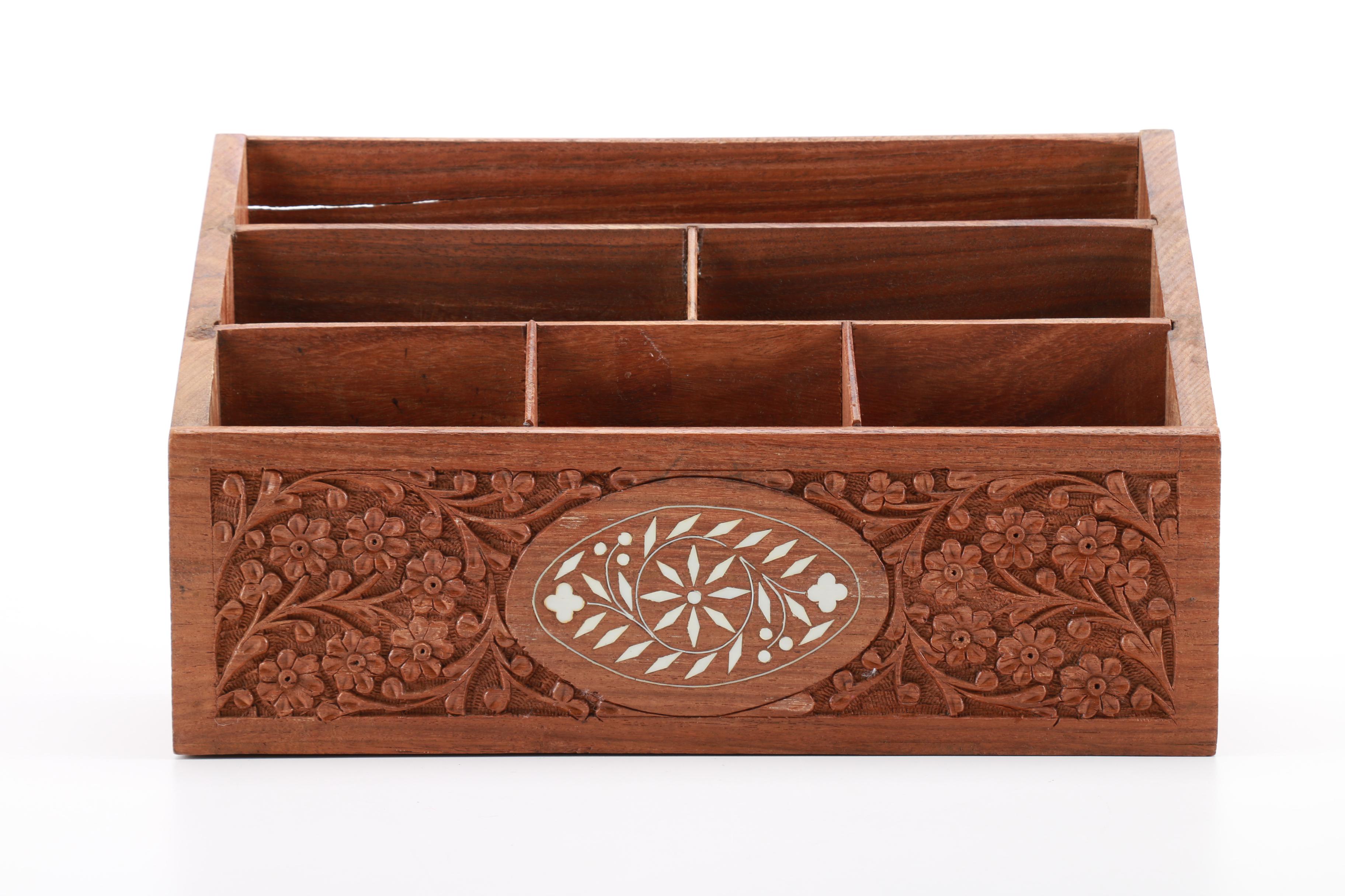Pair of Teak Organizers Including Archana Handicrafts