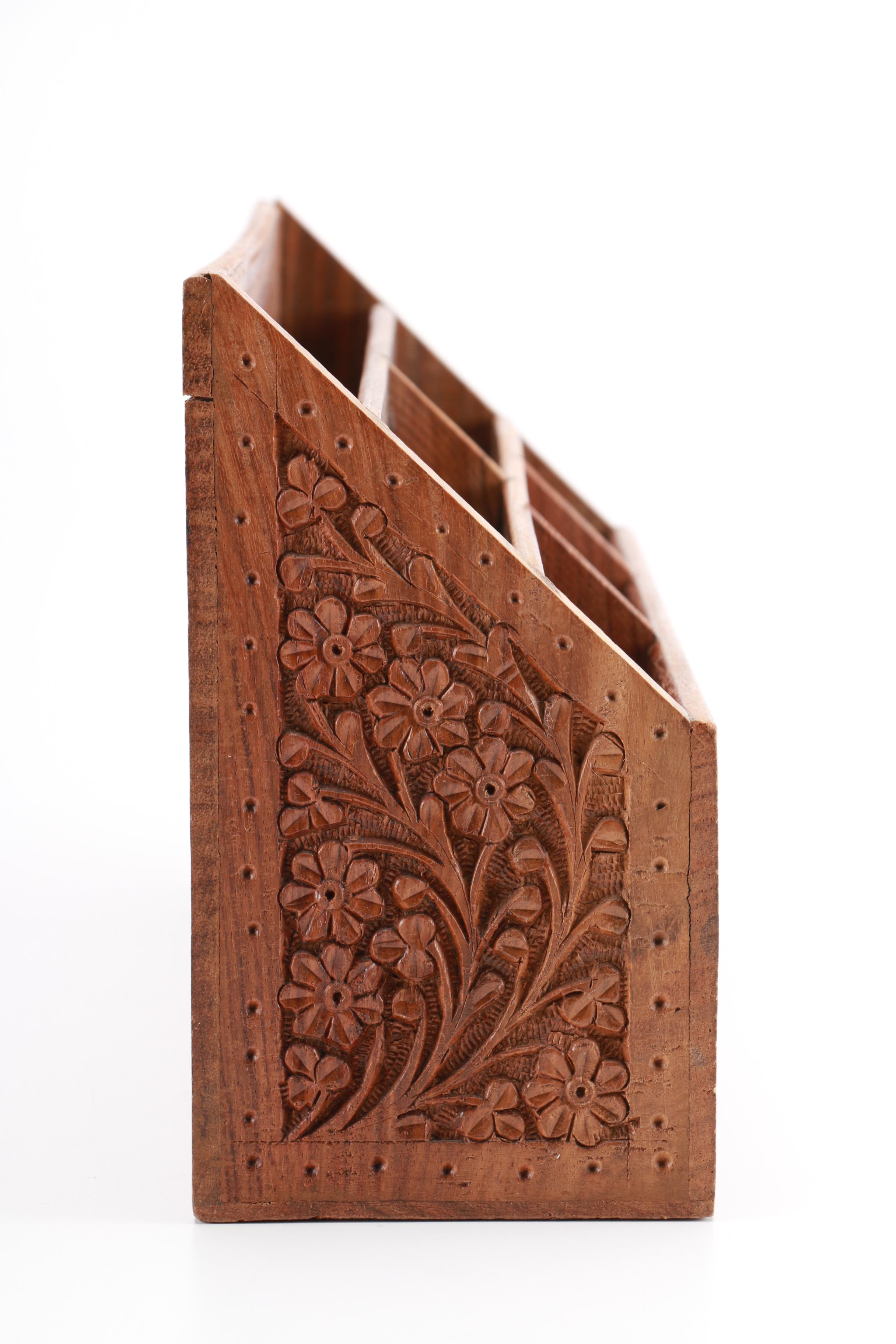 Pair of Teak Organizers Including Archana Handicrafts