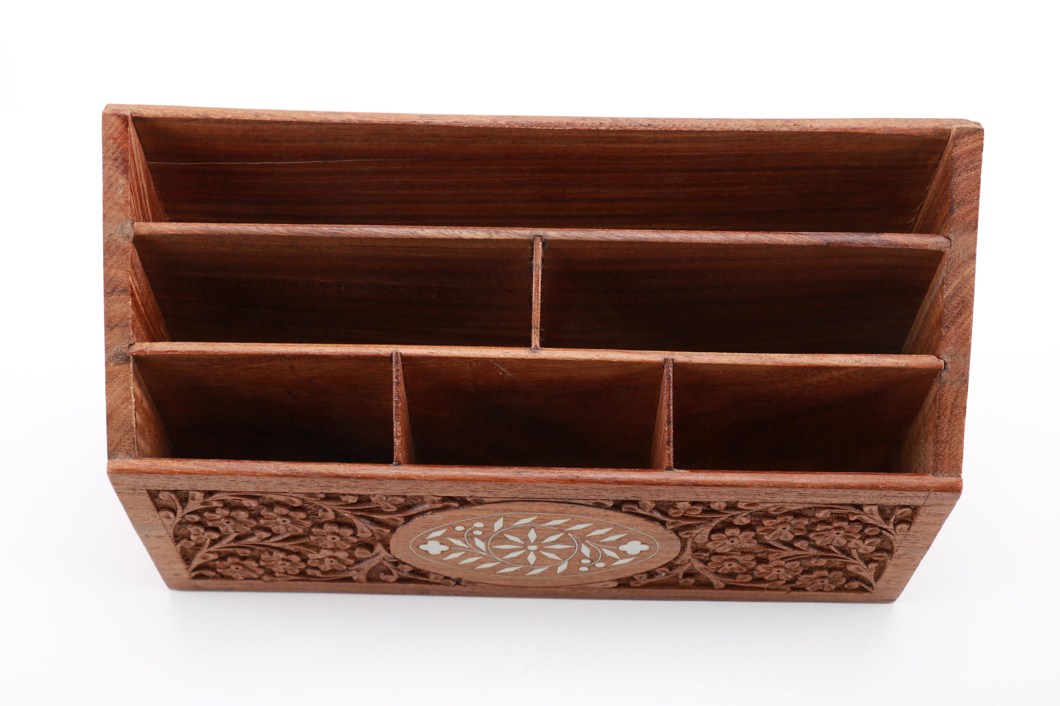 Pair of Teak Organizers Including Archana Handicrafts
