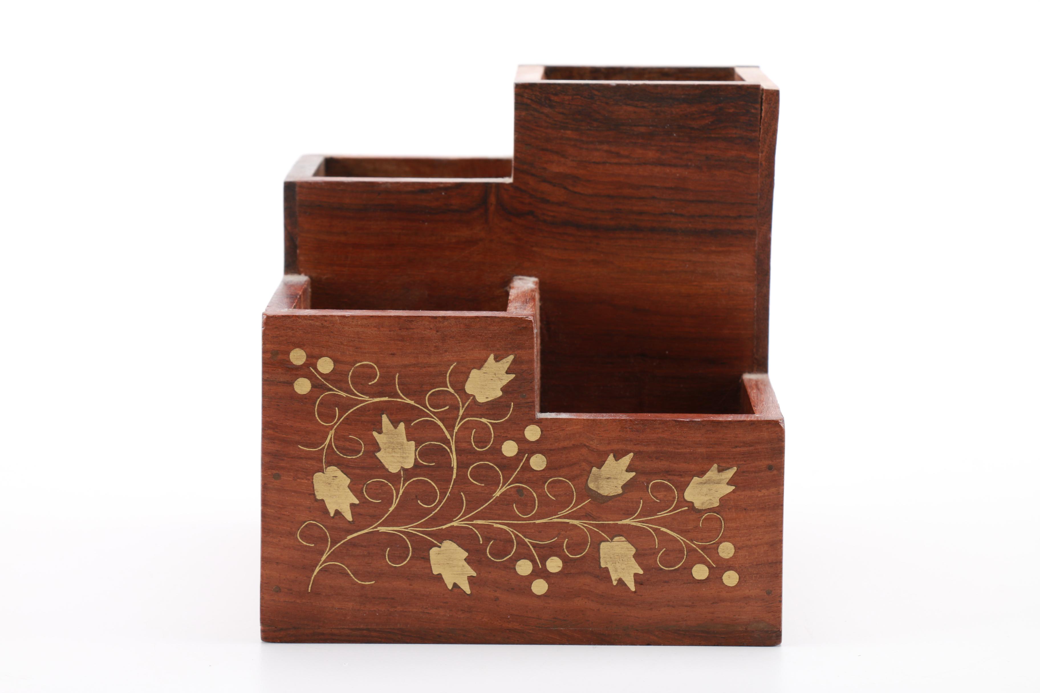 Pair of Teak Organizers Including Archana Handicrafts