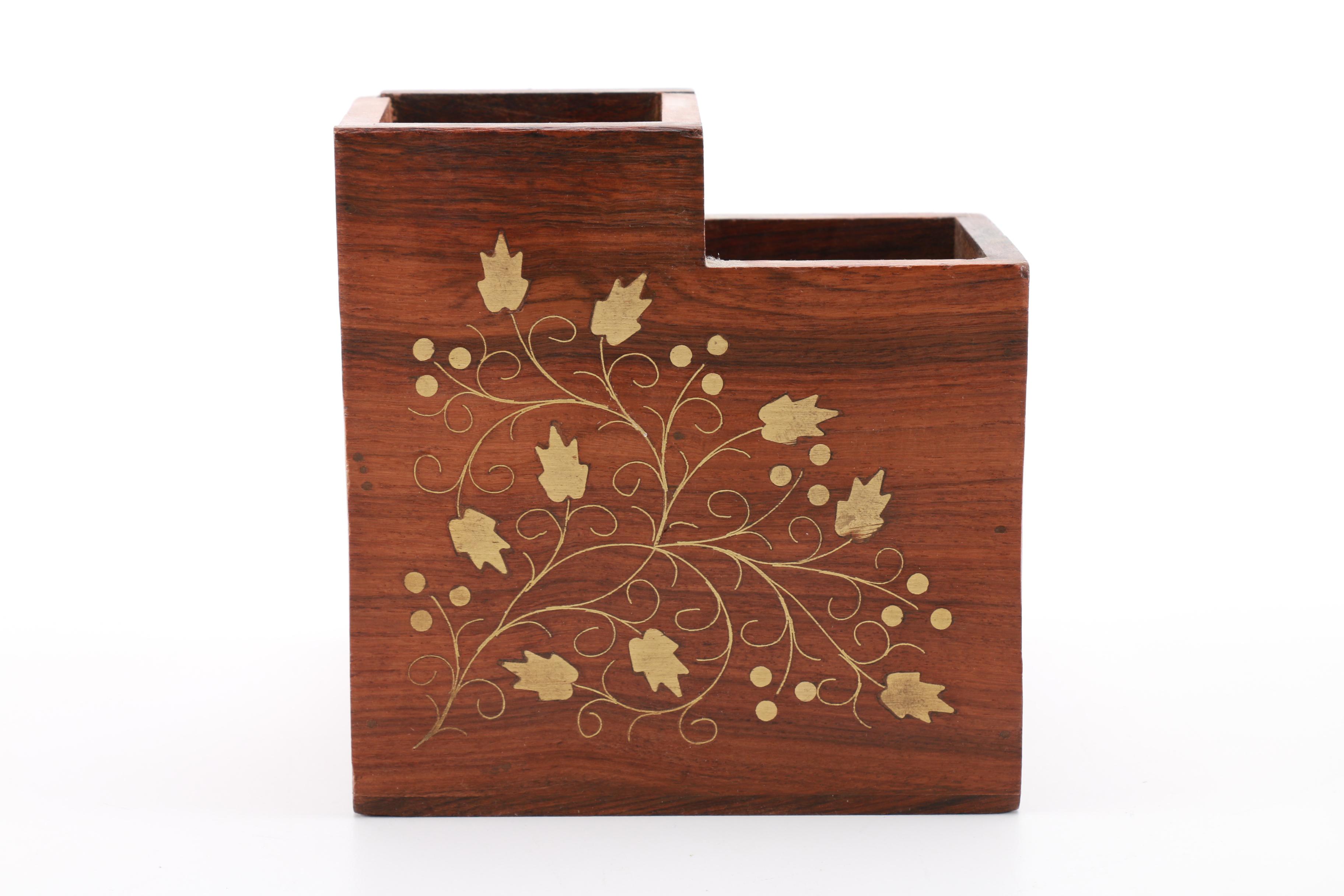 Pair of Teak Organizers Including Archana Handicrafts