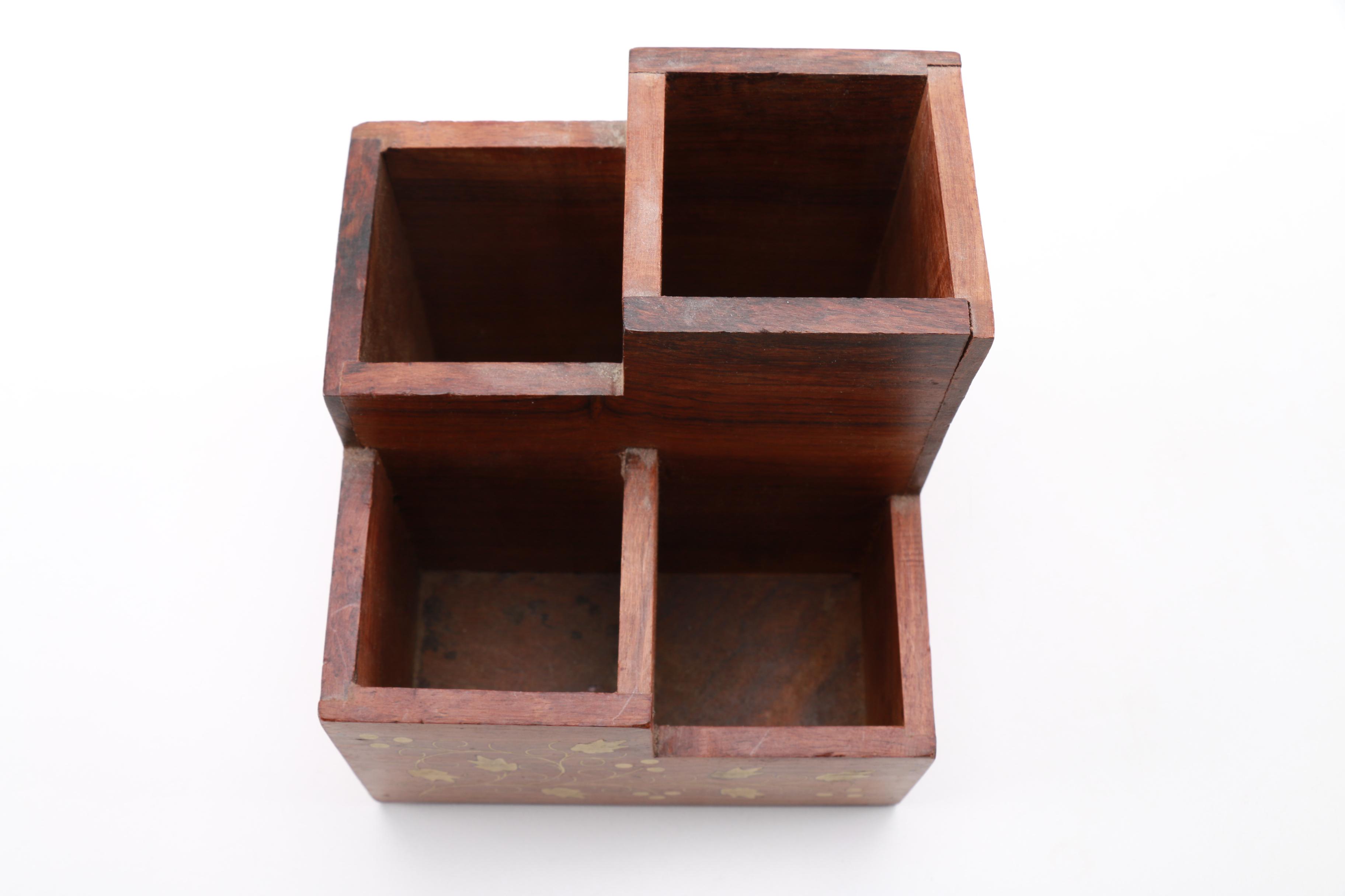 Pair of Teak Organizers Including Archana Handicrafts
