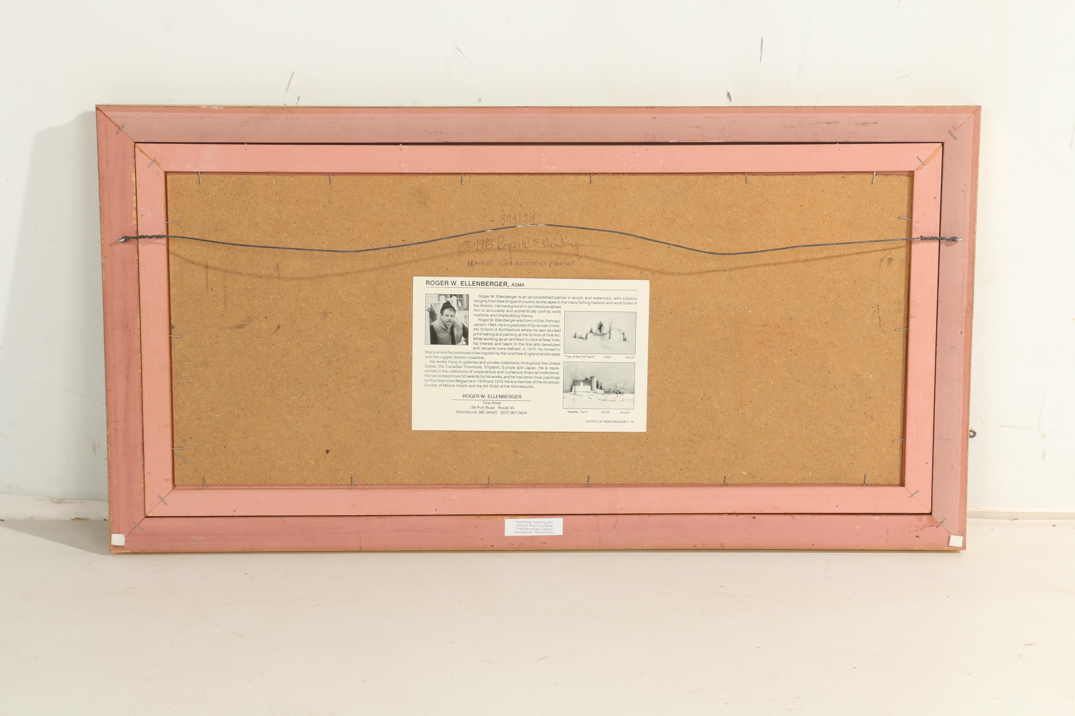 Roger W. Ellenberger Acrylic and Watercolor Painting "Maine Connected Farm"