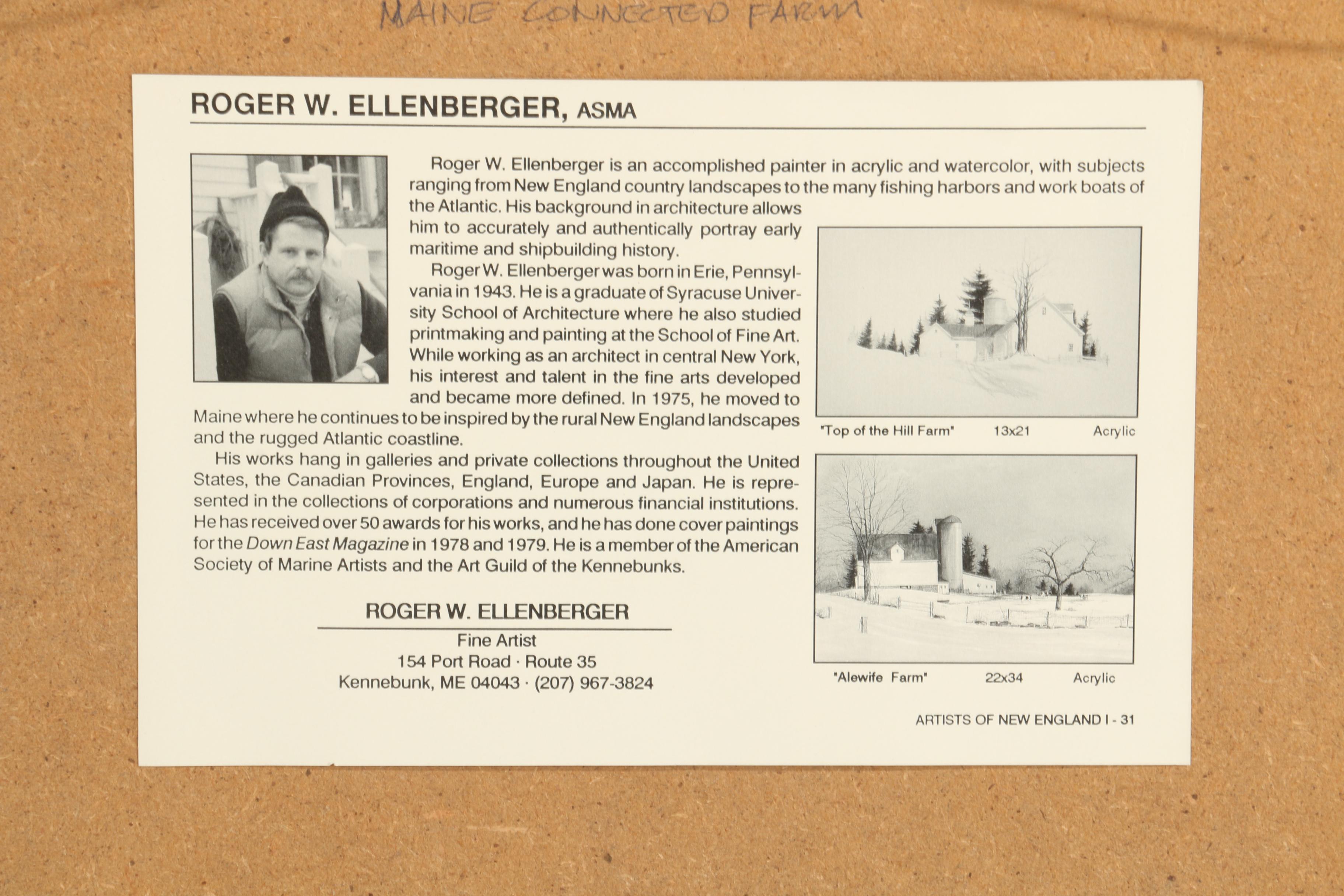 Roger W. Ellenberger Acrylic and Watercolor Painting "Maine Connected Farm"