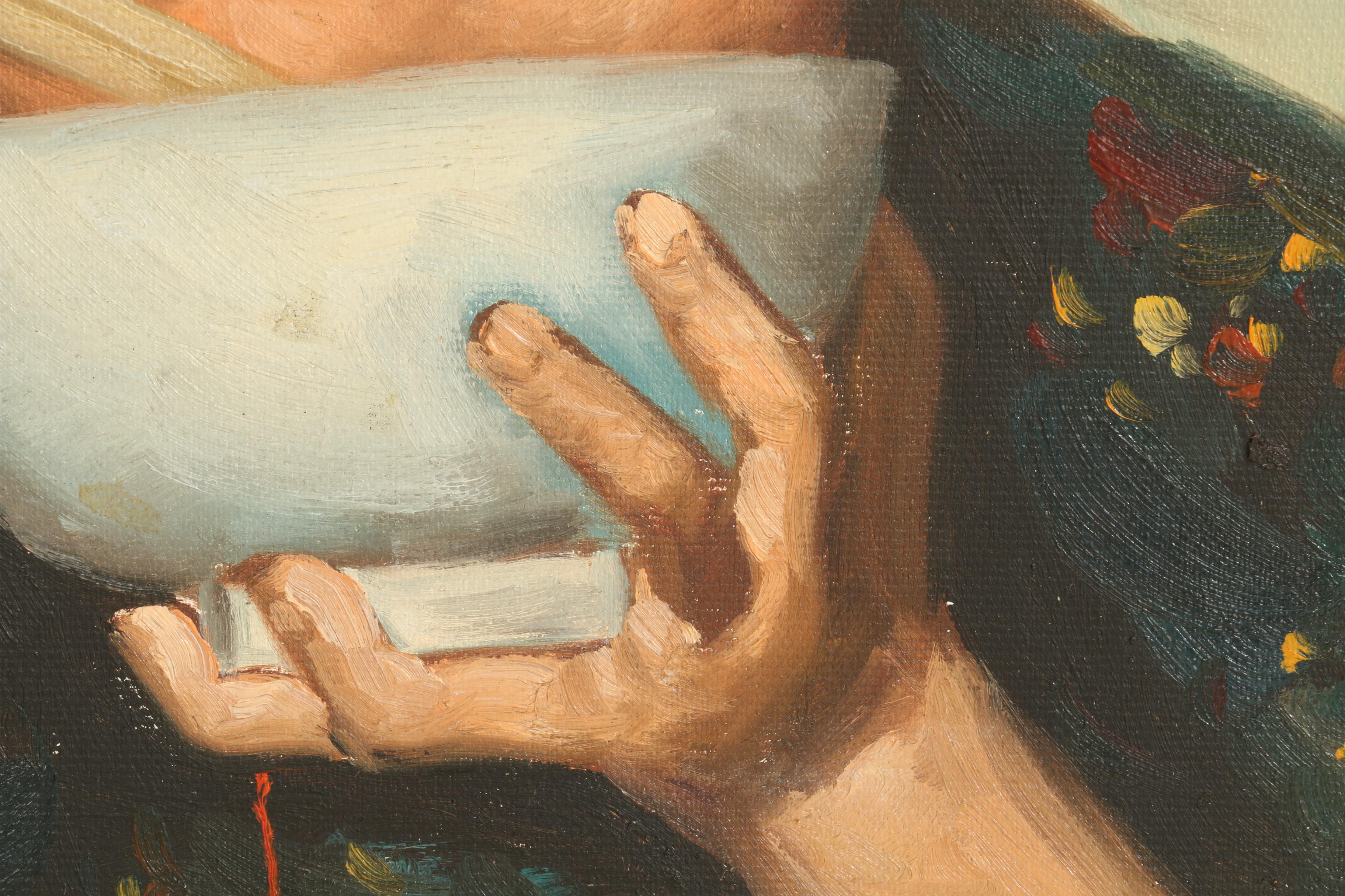 Tang Ping Oil Painting on Canvas of Child Eating