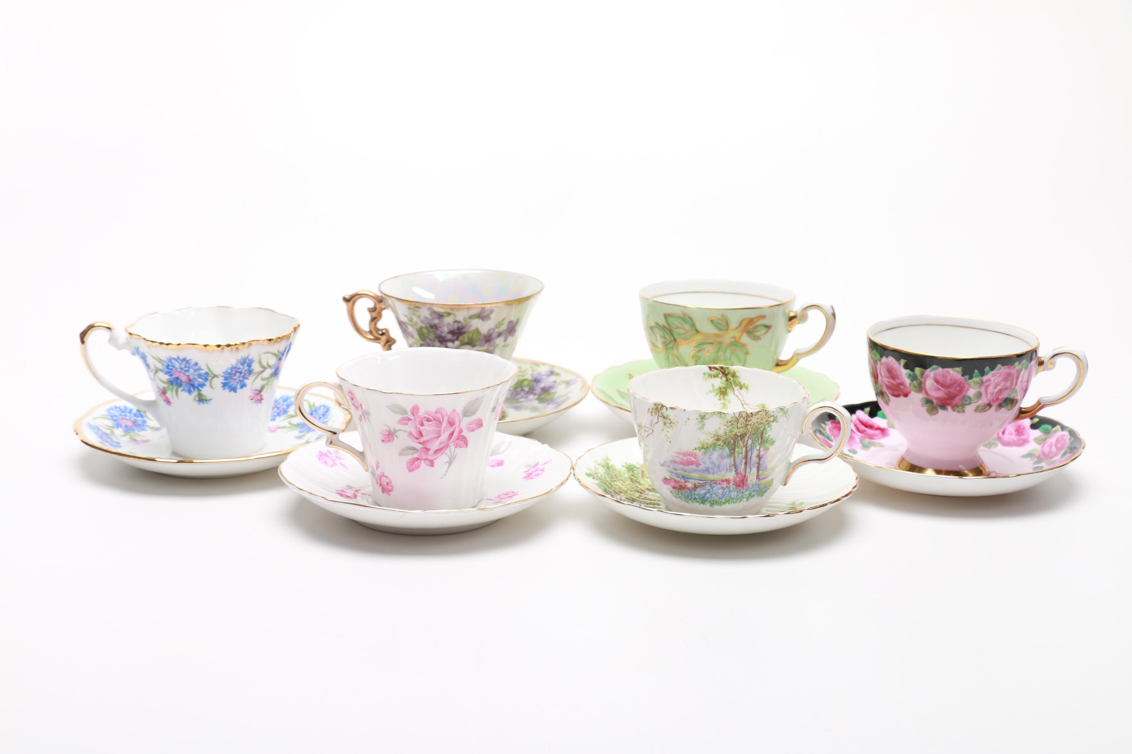 Collection of Bone China Teacups and Saucers