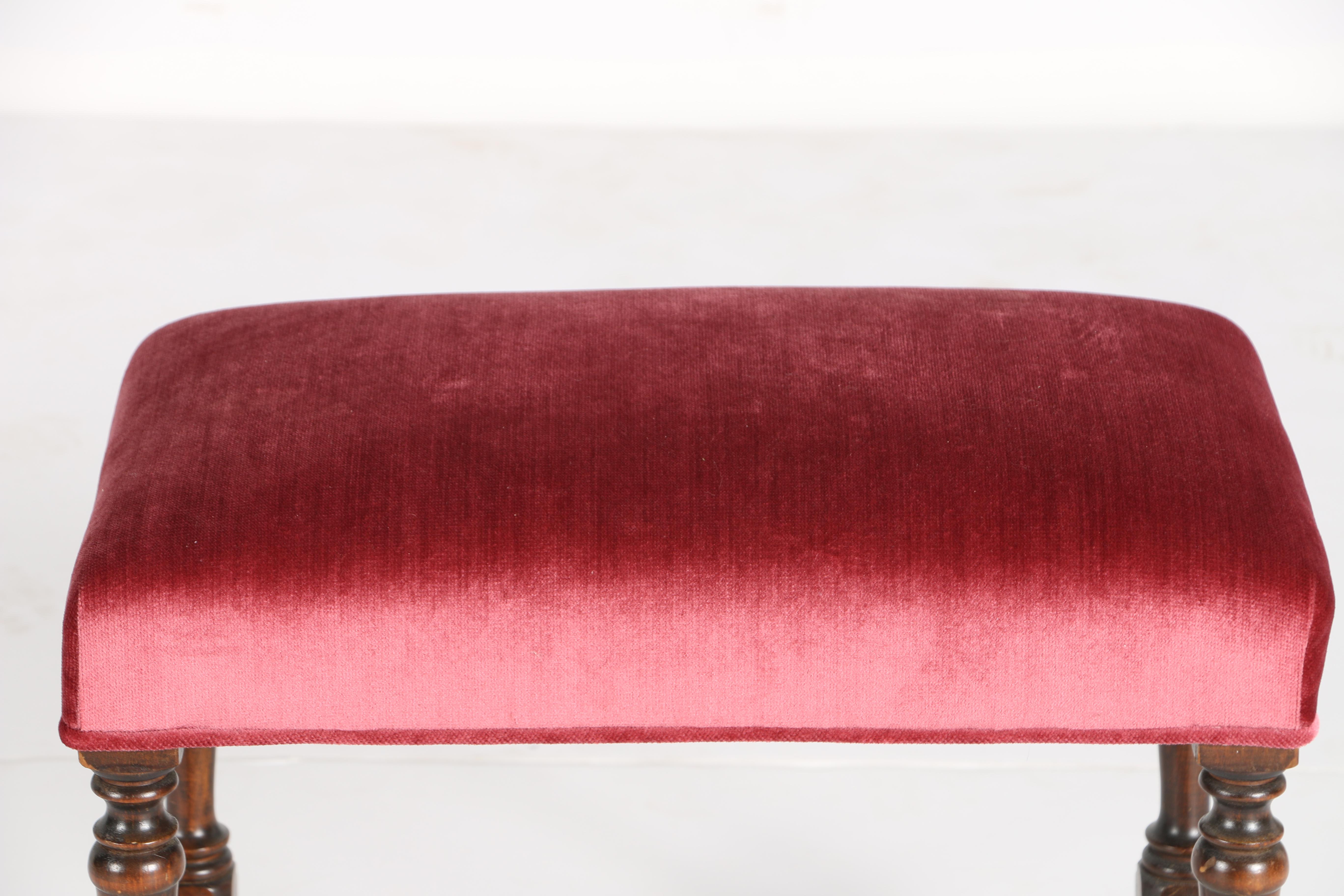 Mid-Century Red Upholstered Ottoman